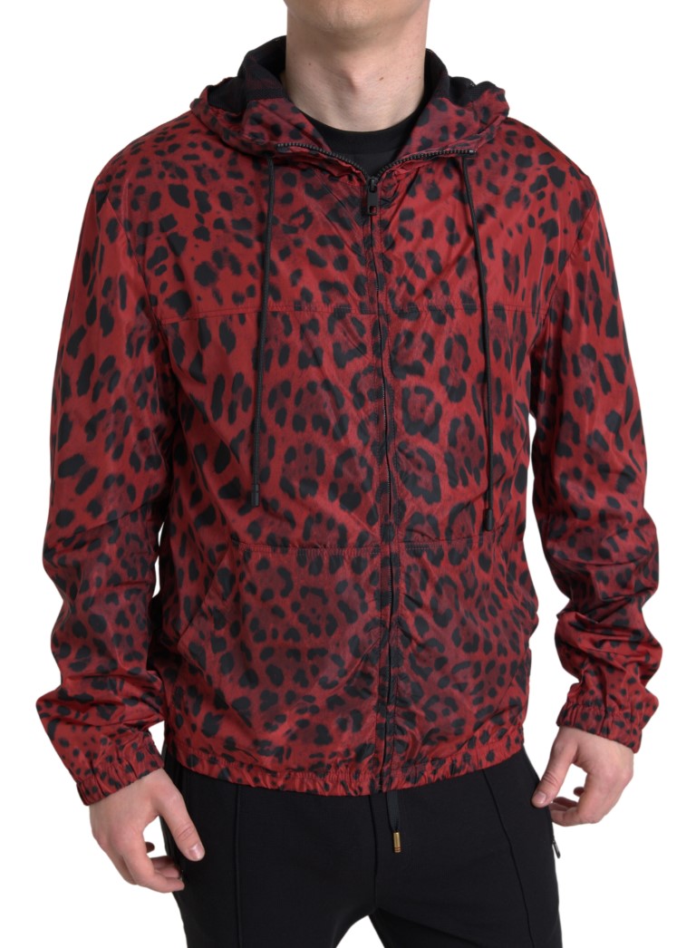 Dolce &amp; Gabbana Jachetă bomber cu glugă și imprimeu leopard roșu