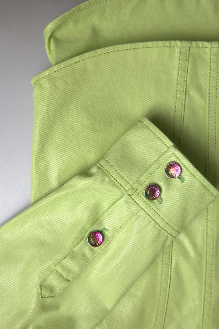 Cămașă elegantă verde deschis din bumbac Dolce &amp; Gabbana cu nasturi