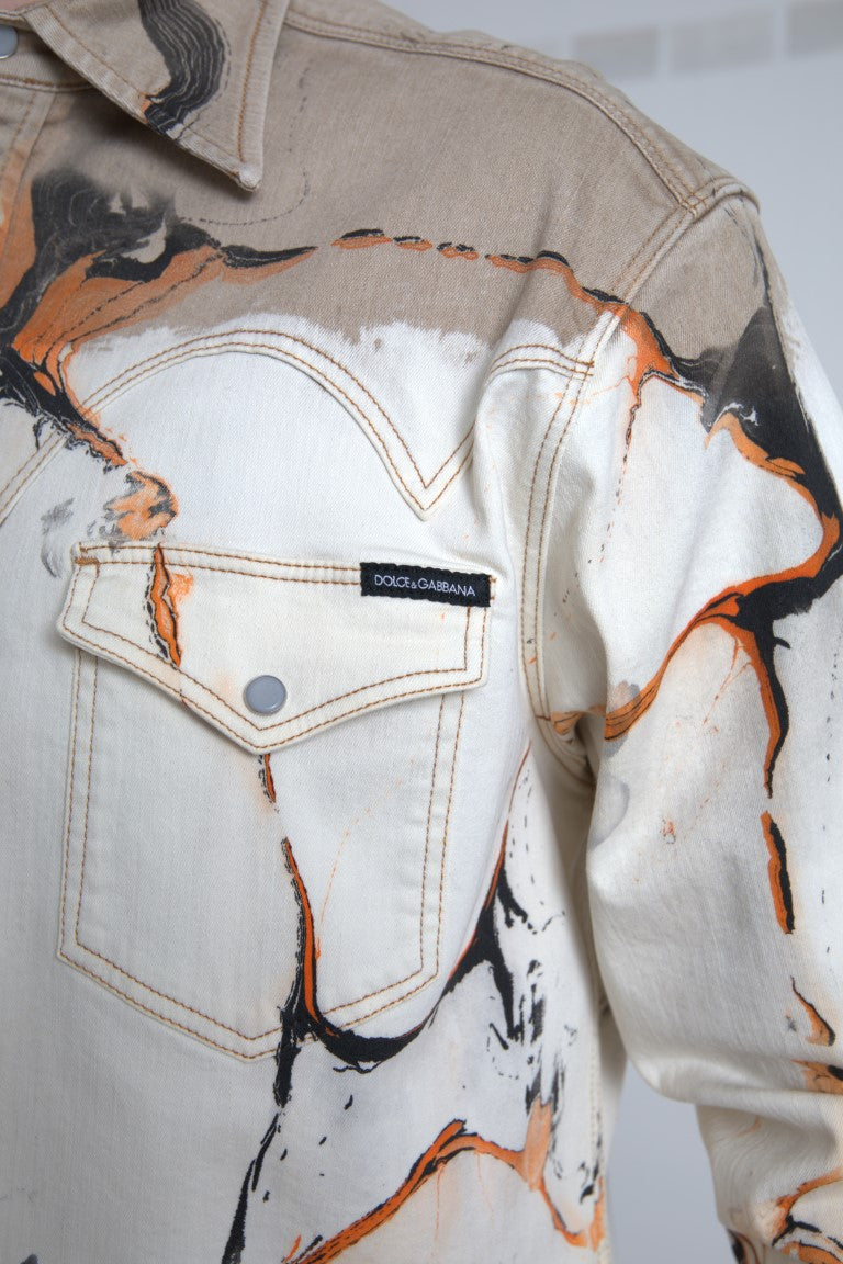 Dolce &amp; Gabbana Mehrfarbiges Baumwoll-Stretch-Jeanshemd