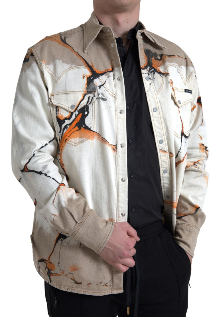 Dolce &amp; Gabbana Mehrfarbiges Baumwoll-Stretch-Jeanshemd