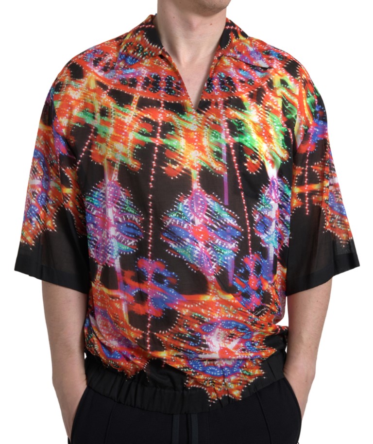 Mehrfarbiges Baumwoll-Poloshirt mit Luminarie-Print von Dolce &amp; Gabbana
