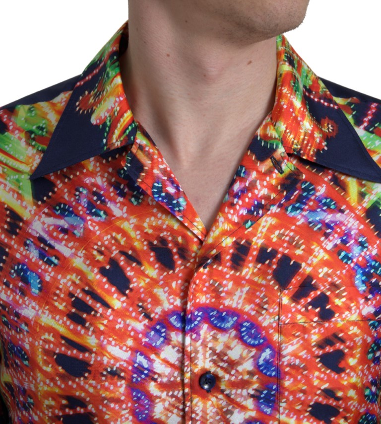 Dolce &amp; Gabbana Mehrfarbiges Button-Down-Freizeithemd aus Seide