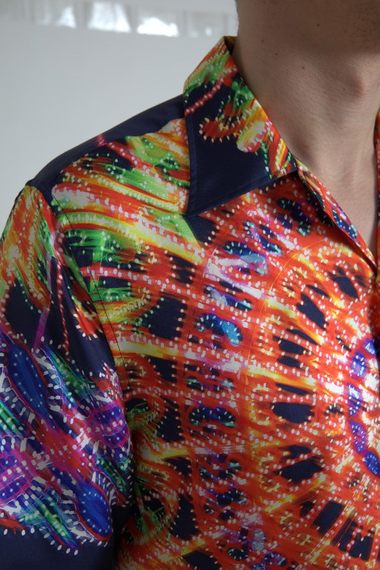 Dolce &amp; Gabbana Mehrfarbiges Button-Down-Freizeithemd aus Seide