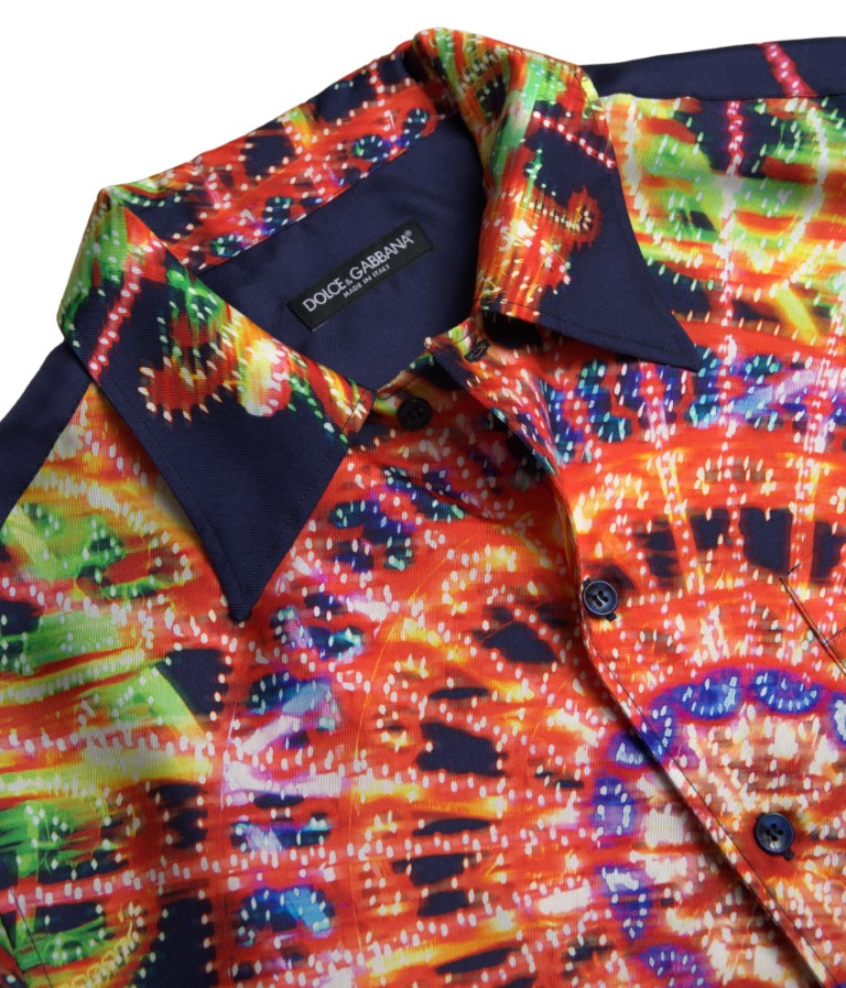 Dolce &amp; Gabbana Mehrfarbiges Button-Down-Freizeithemd aus Seide