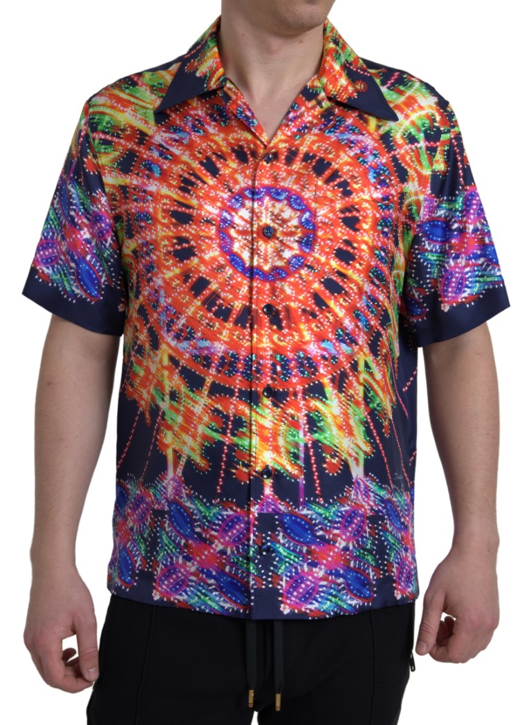 Dolce &amp; Gabbana Mehrfarbiges Button-Down-Freizeithemd aus Seide
