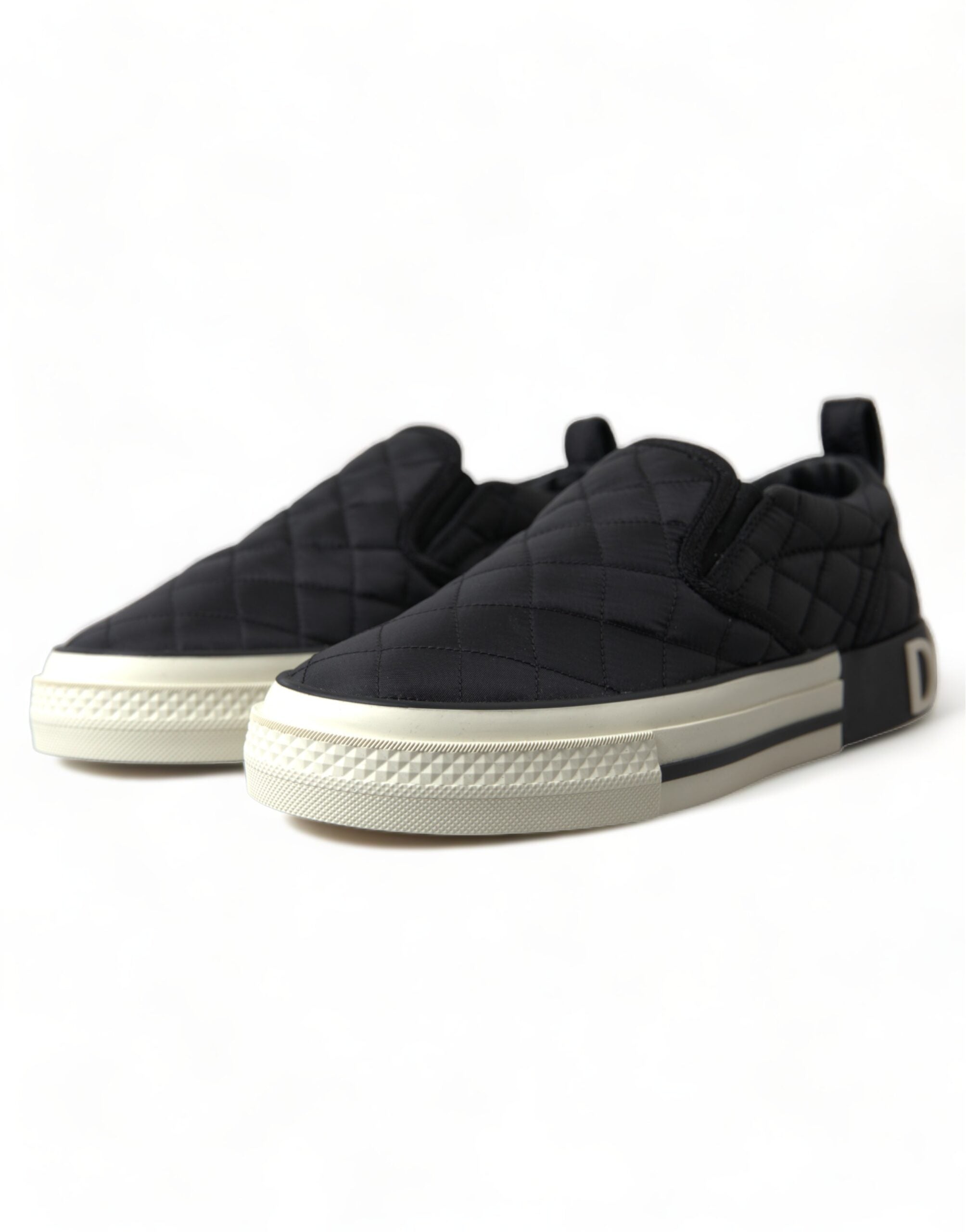 Dolce &amp; Gabbana Elegante gesteppte schwarze Canvas-Sneaker