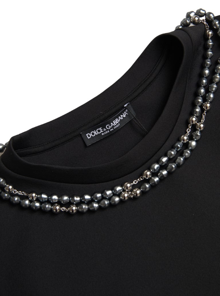 Dolce &amp; Gabbana – Lässiges T-Shirt mit verziertem Ausschnitt