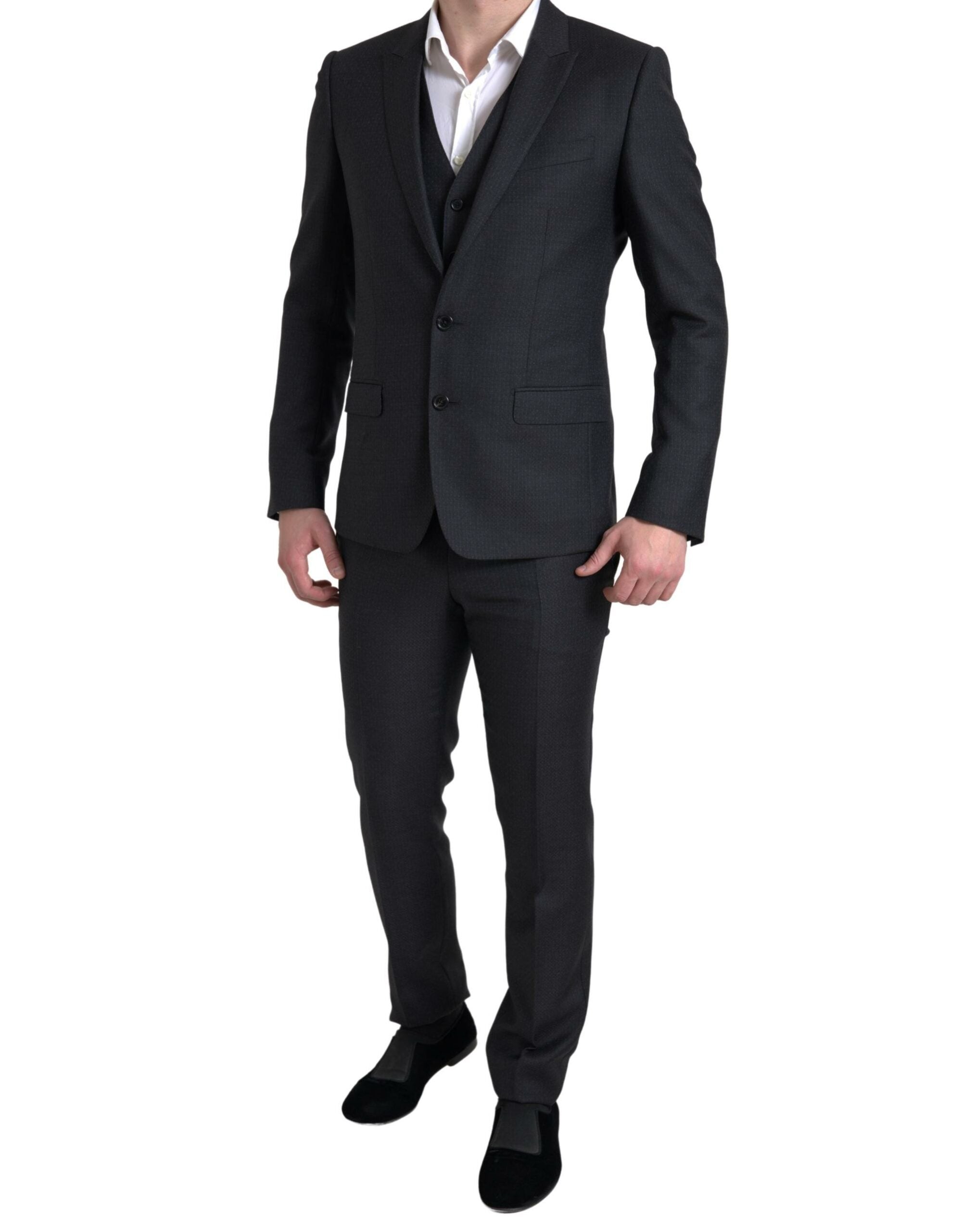 Dolce &amp; Gabbana – Eleganter schwarzer Martini-Slim-Fit-3-teiliger Anzug
