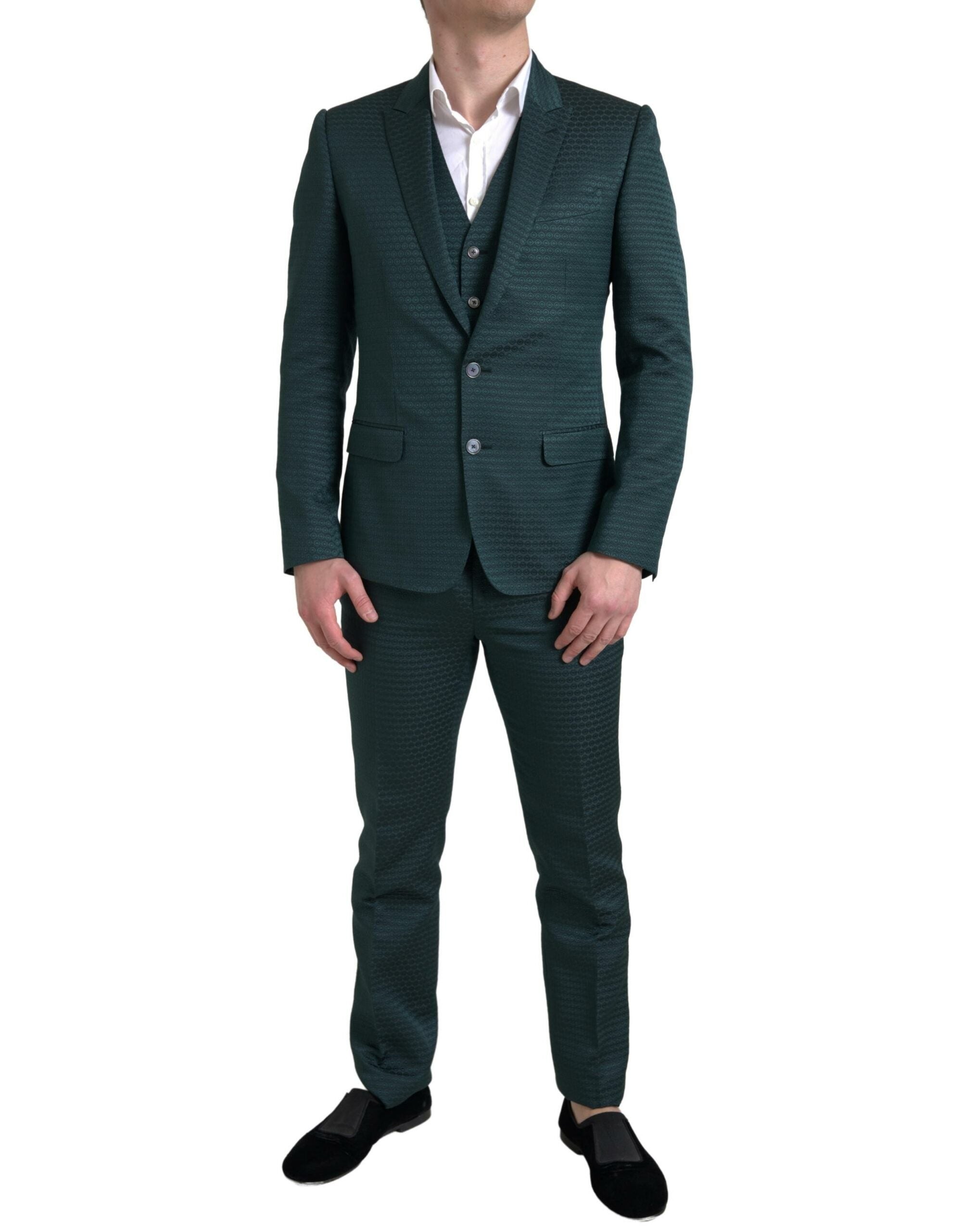 Dolce &amp; Gabbana Emerald Elegance Slim Fit 3-teiliger Anzug