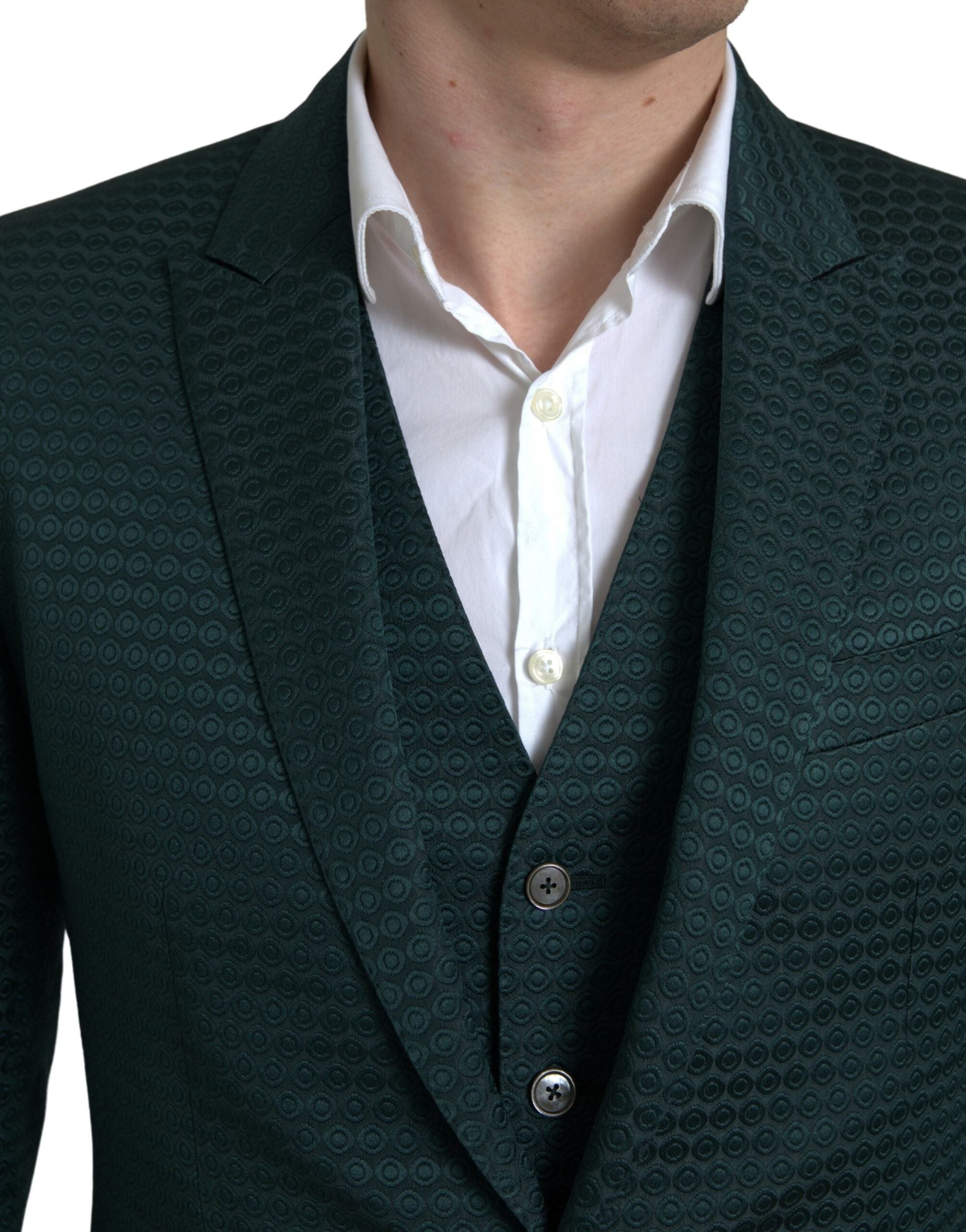 Dolce &amp; Gabbana Emerald Elegance Slim Fit 3-teiliger Anzug