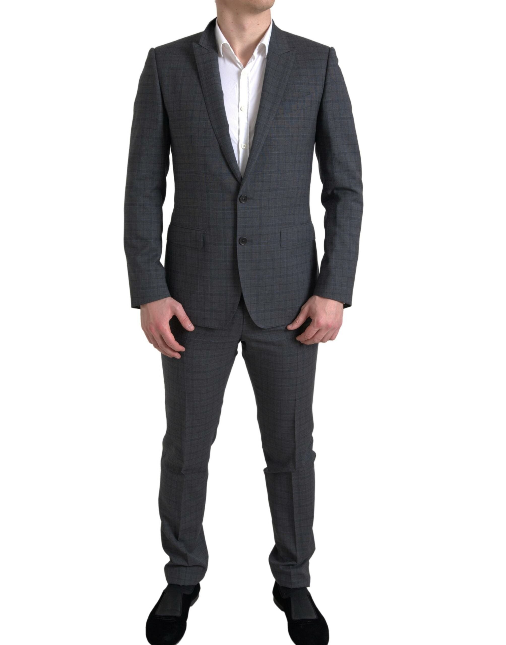 Dolce &amp; Gabbana – Eleganter, grau karierter Slim-Fit-Anzug