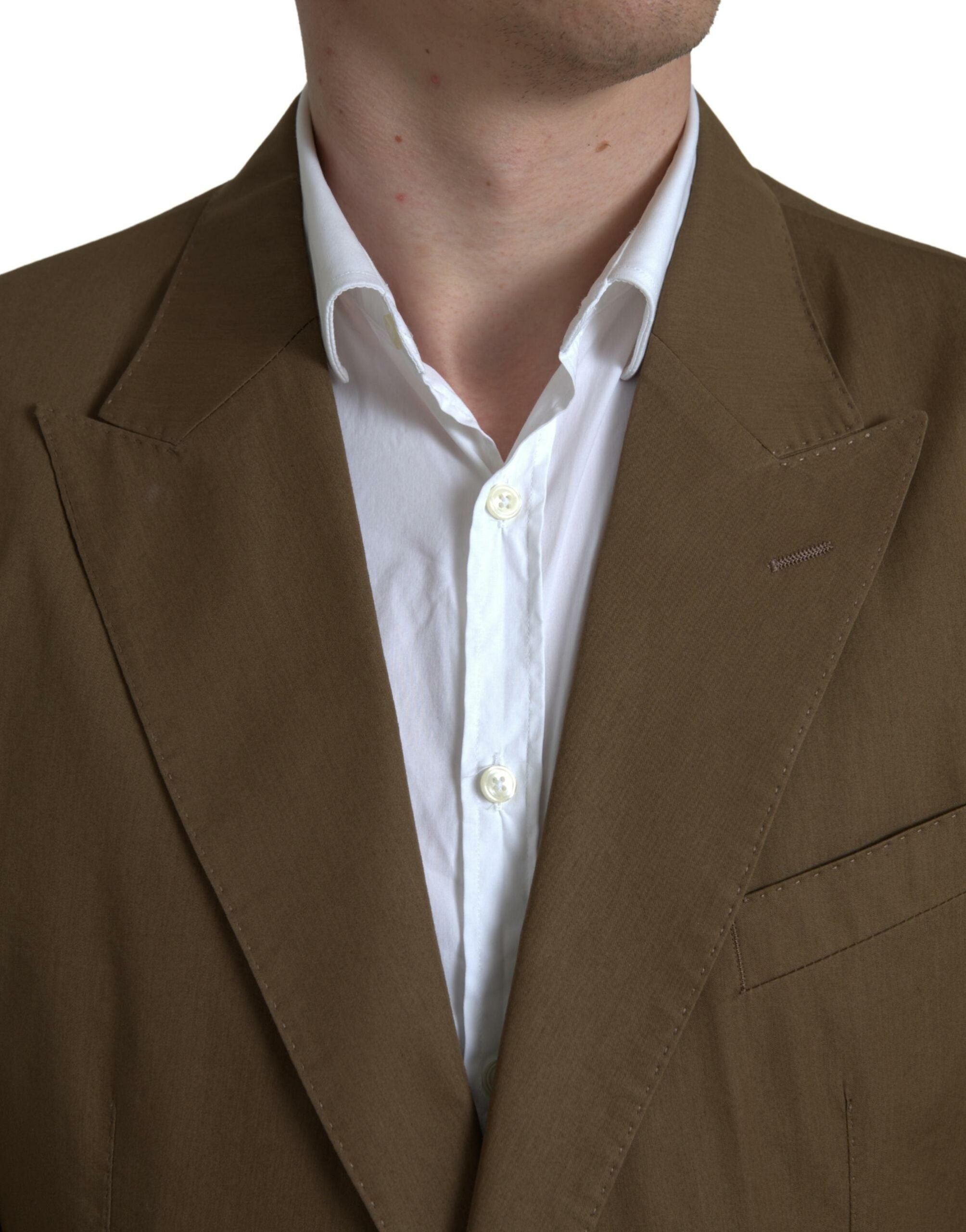 Dolce &amp; Gabbana Eleganter Taormina-Anzug aus brauner Seidenmischung