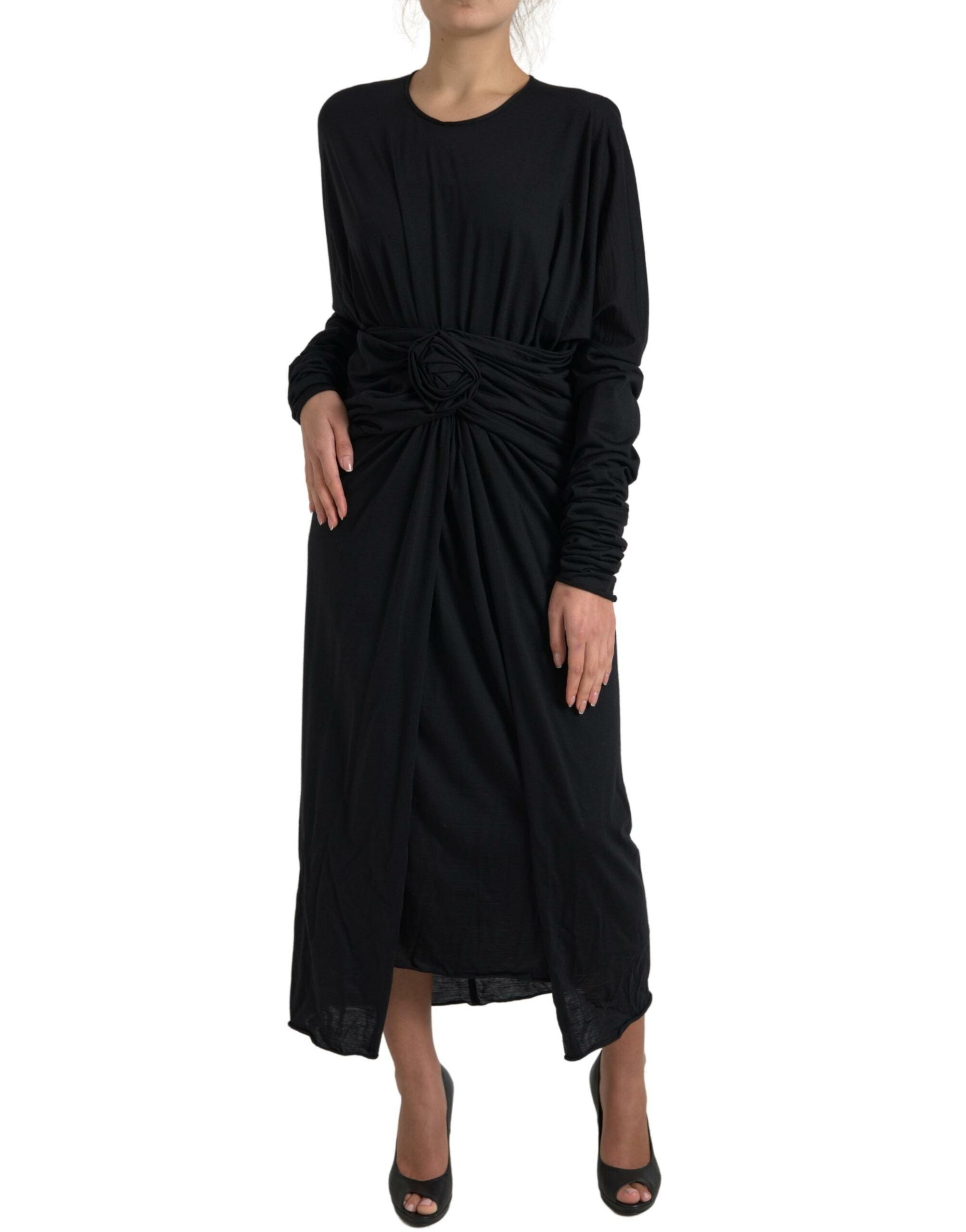 Rochie elegantă din lână neagră Dolce &amp; Gabbana