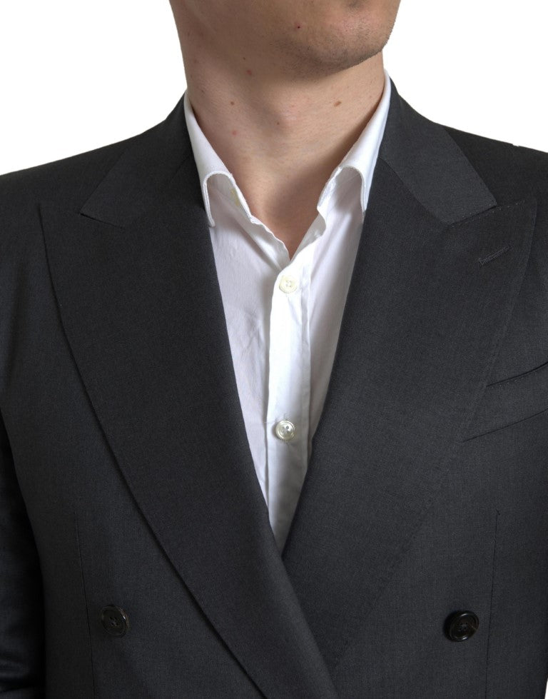 Dolce &amp; Gabbana – Eleganter, grauer, schmal geschnittener Zweireiheranzug