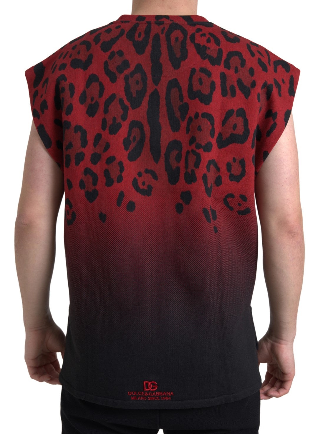 Rotes Baumwoll-Tanktop mit Leopardenmuster von Dolce &amp; Gabbana