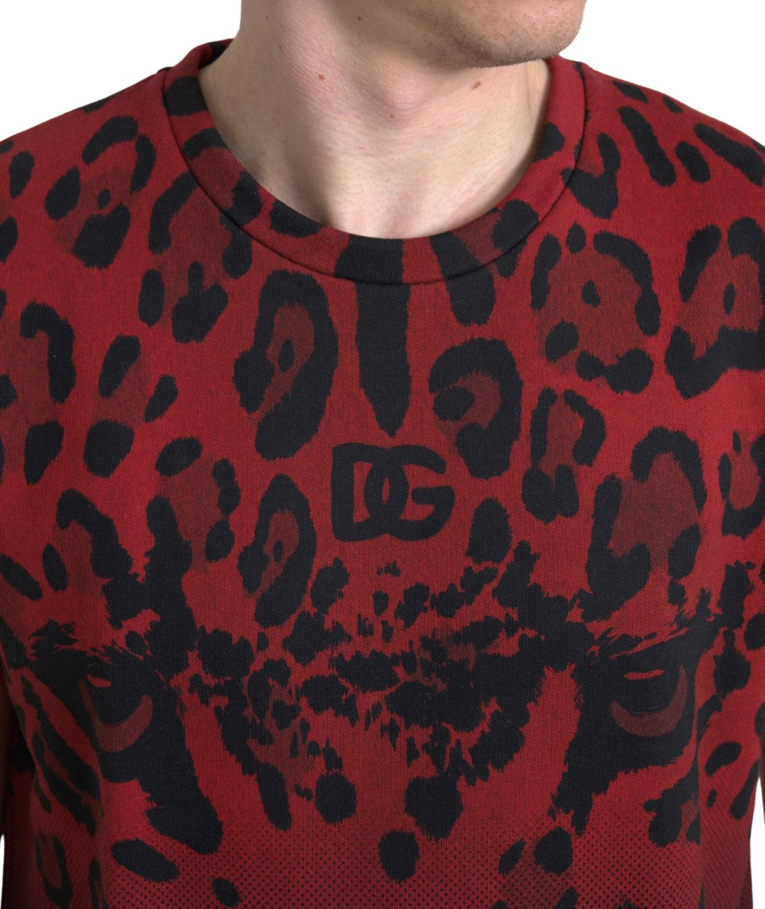 Rotes Baumwoll-Tanktop mit Leopardenmuster von Dolce &amp; Gabbana