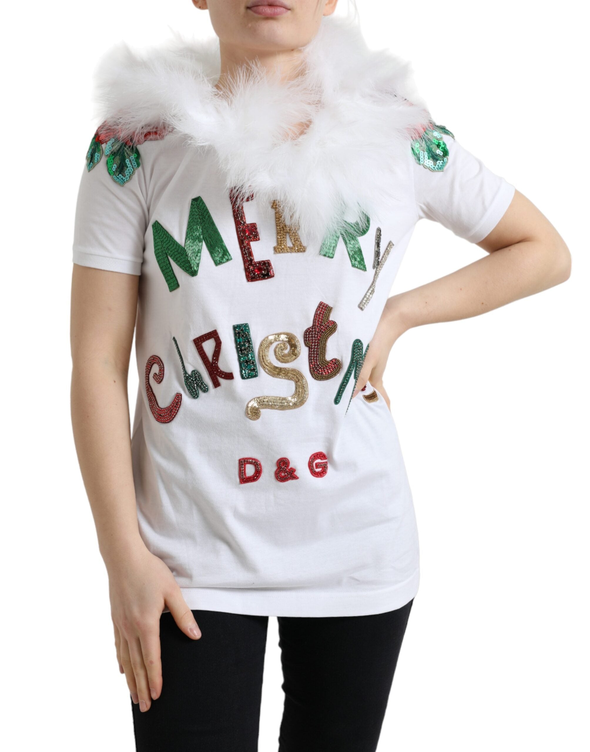 Dolce &amp; Gabbana Tricou elegant din bumbac cu paiete