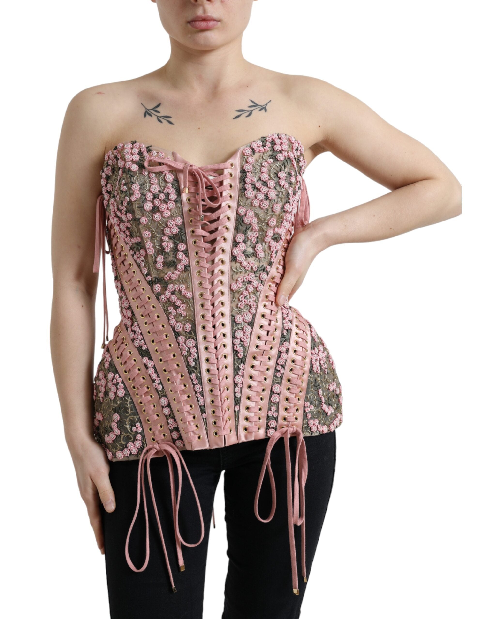 Dolce &amp; Gabbana - Top tip corset cu bustier din nailon mătase, roz