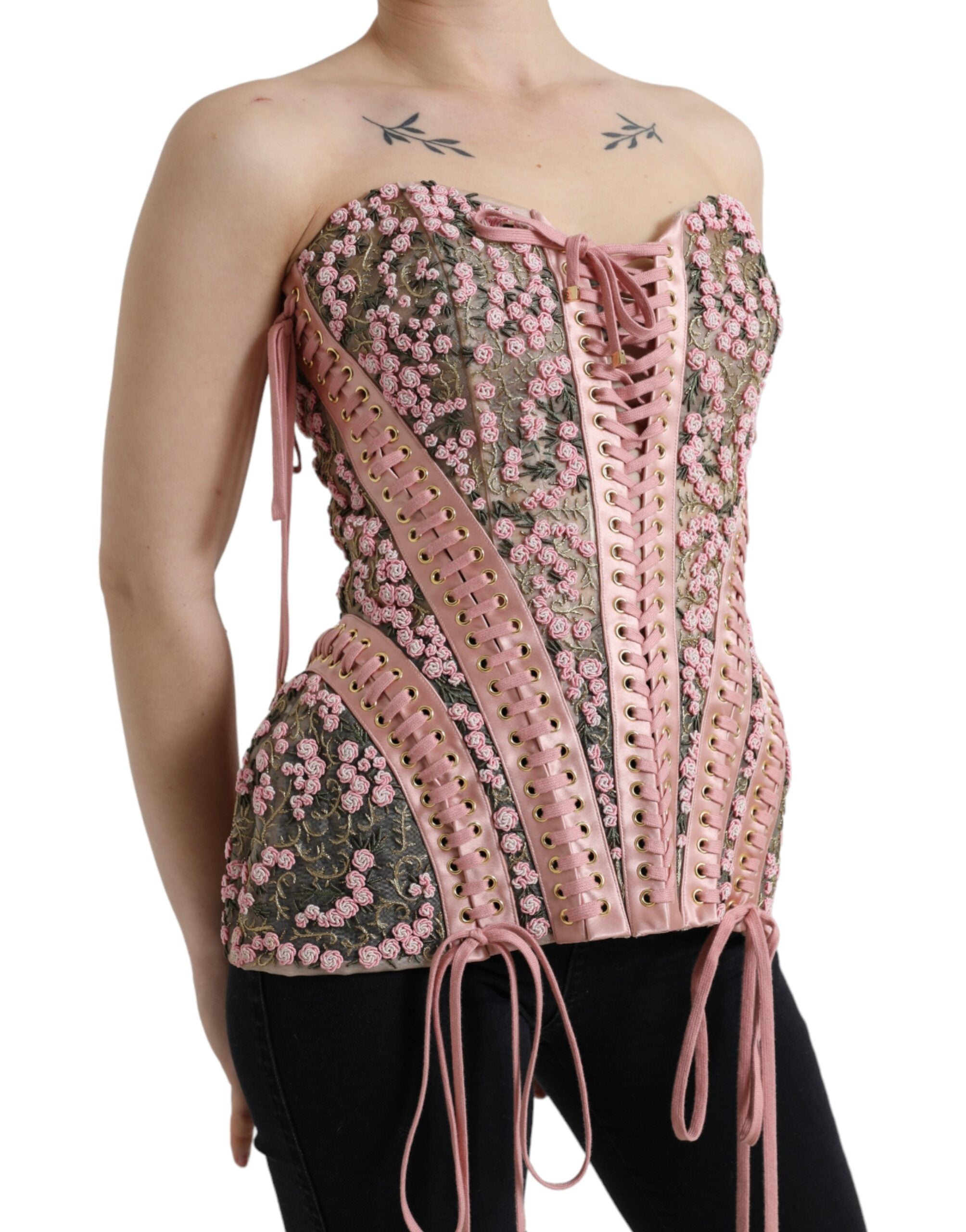 Dolce &amp; Gabbana - Top tip corset cu bustier din nailon mătase, roz