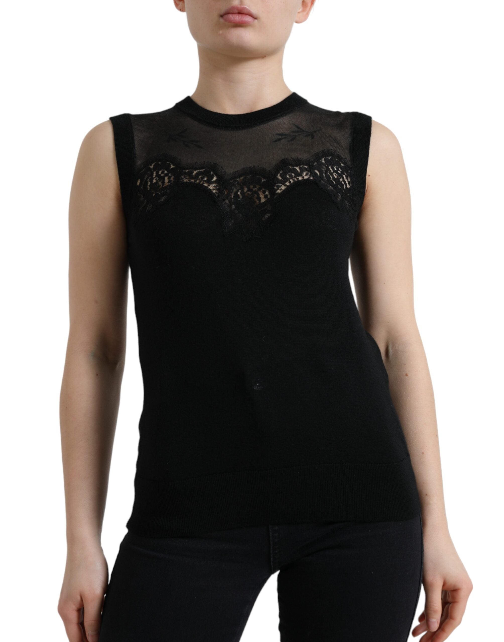 Dolce &amp; Gabbana Maiou elegant fără mâneci cu dantelă