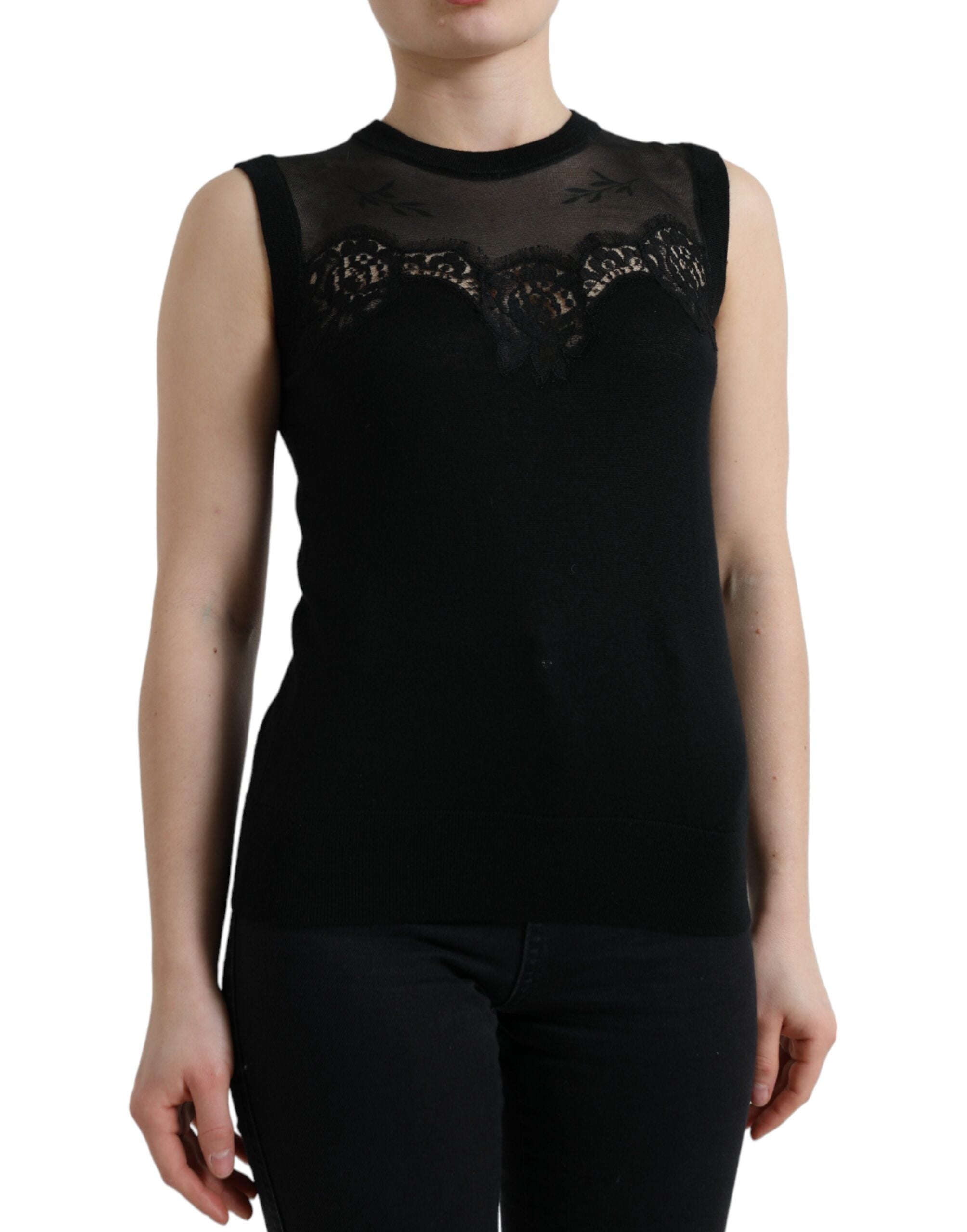 Dolce &amp; Gabbana Maiou elegant fără mâneci cu dantelă