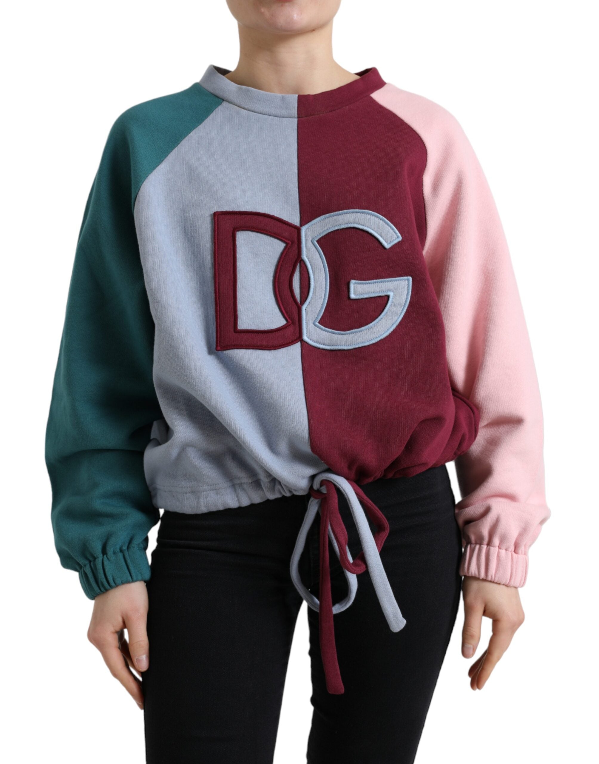Dolce &amp; Gabbana Eleganter mehrfarbiger Baumwollpullover mit Rundhalsausschnitt