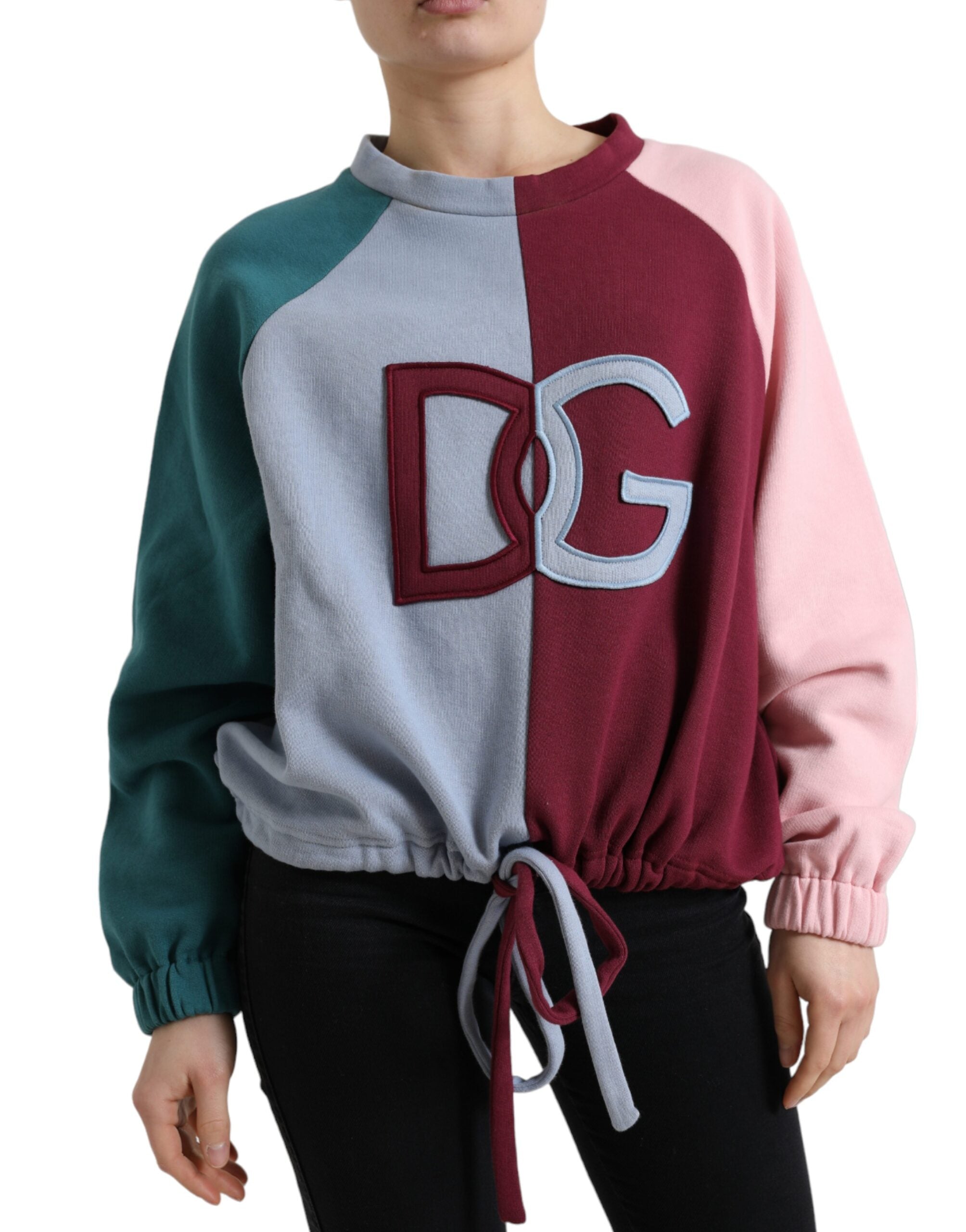 Dolce &amp; Gabbana Eleganter mehrfarbiger Baumwollpullover mit Rundhalsausschnitt