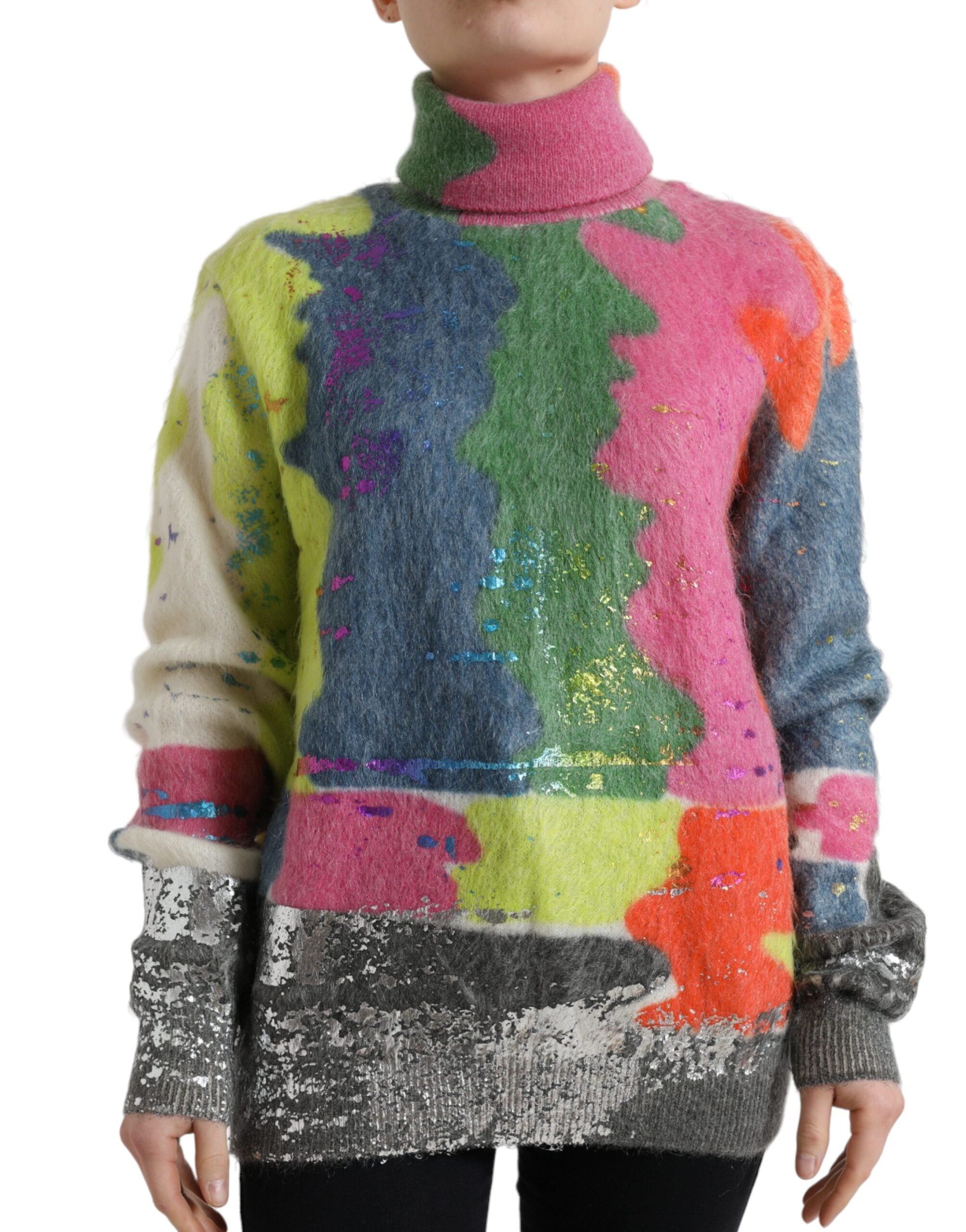 Dolce &amp; Gabbana – Rollkragenpullover aus mehrfarbigem Mohair mit Streifen