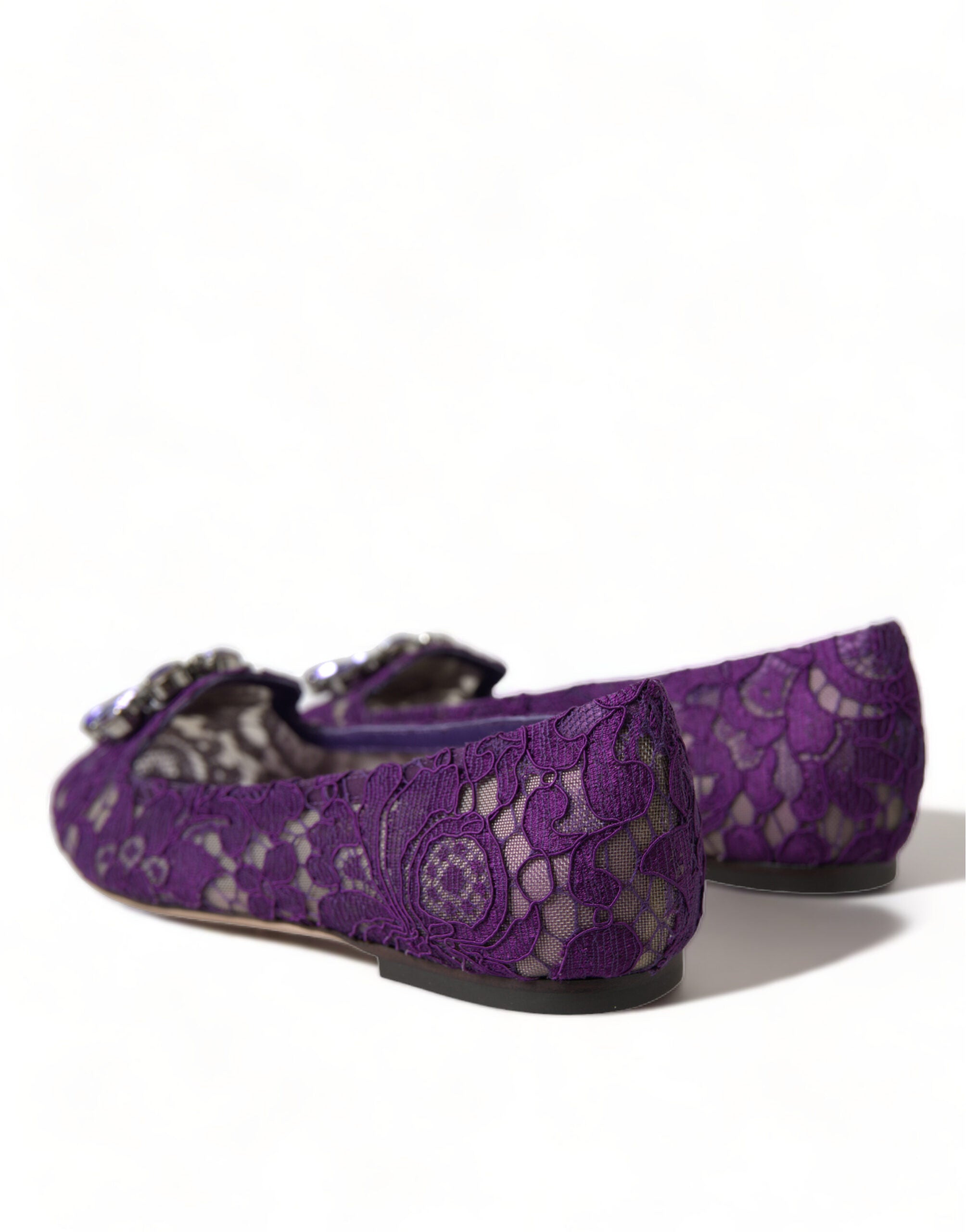 Dolce &amp; Gabbana Pantofi plați eleganți cu imprimeu floral și dantelă Vally
