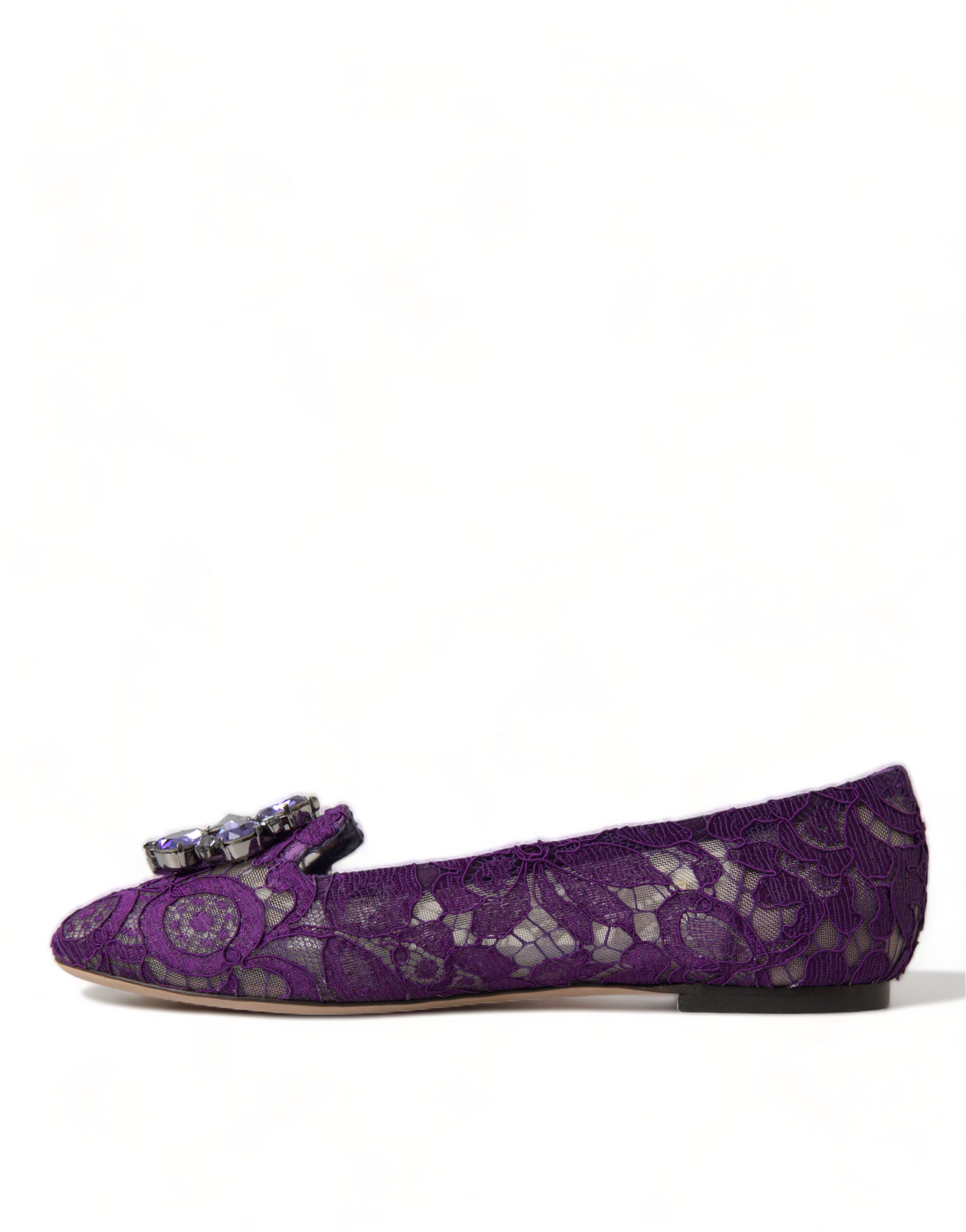 Dolce &amp; Gabbana Pantofi plați eleganți cu imprimeu floral și dantelă Vally