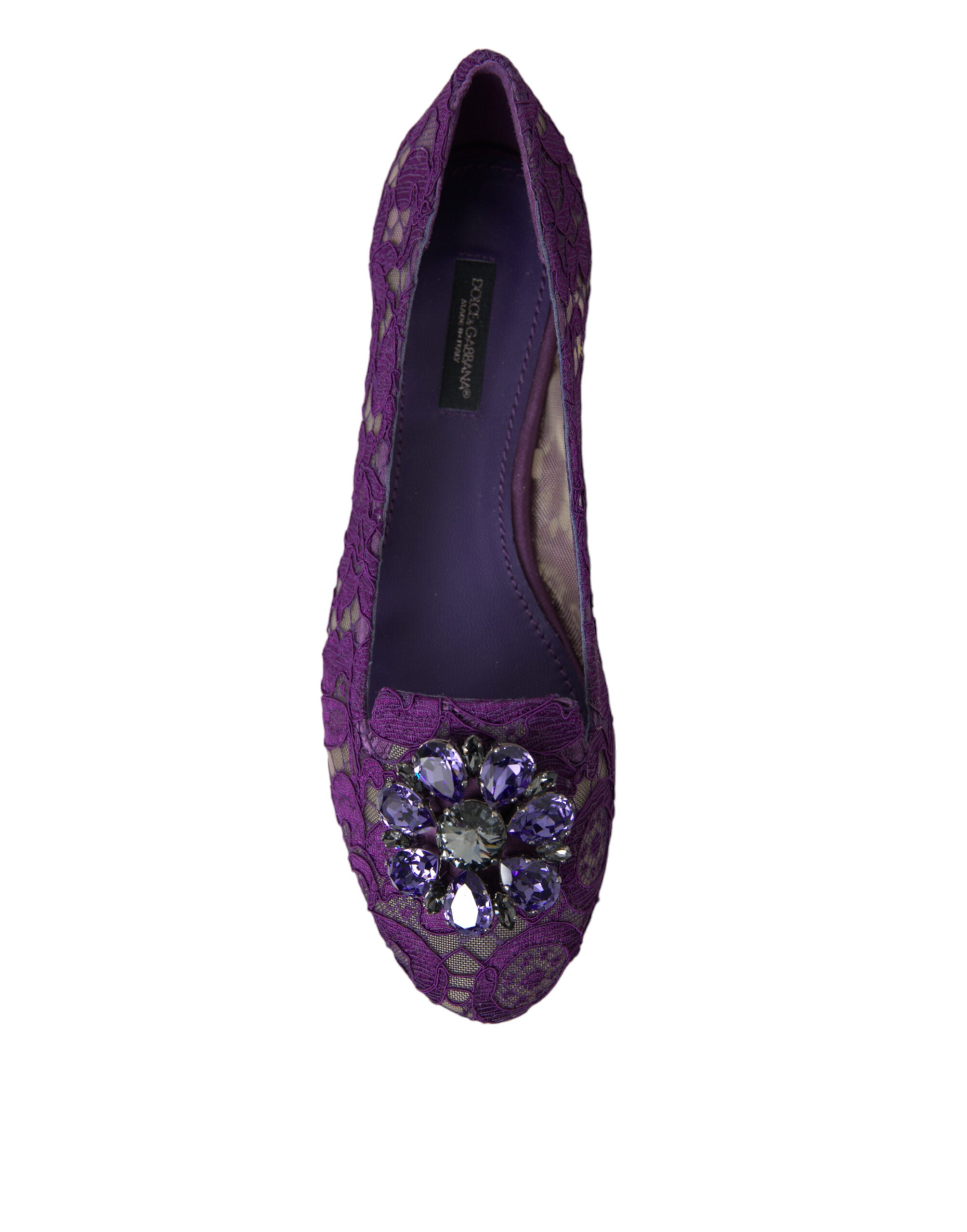 Dolce &amp; Gabbana Pantofi plați eleganți cu imprimeu floral și dantelă Vally