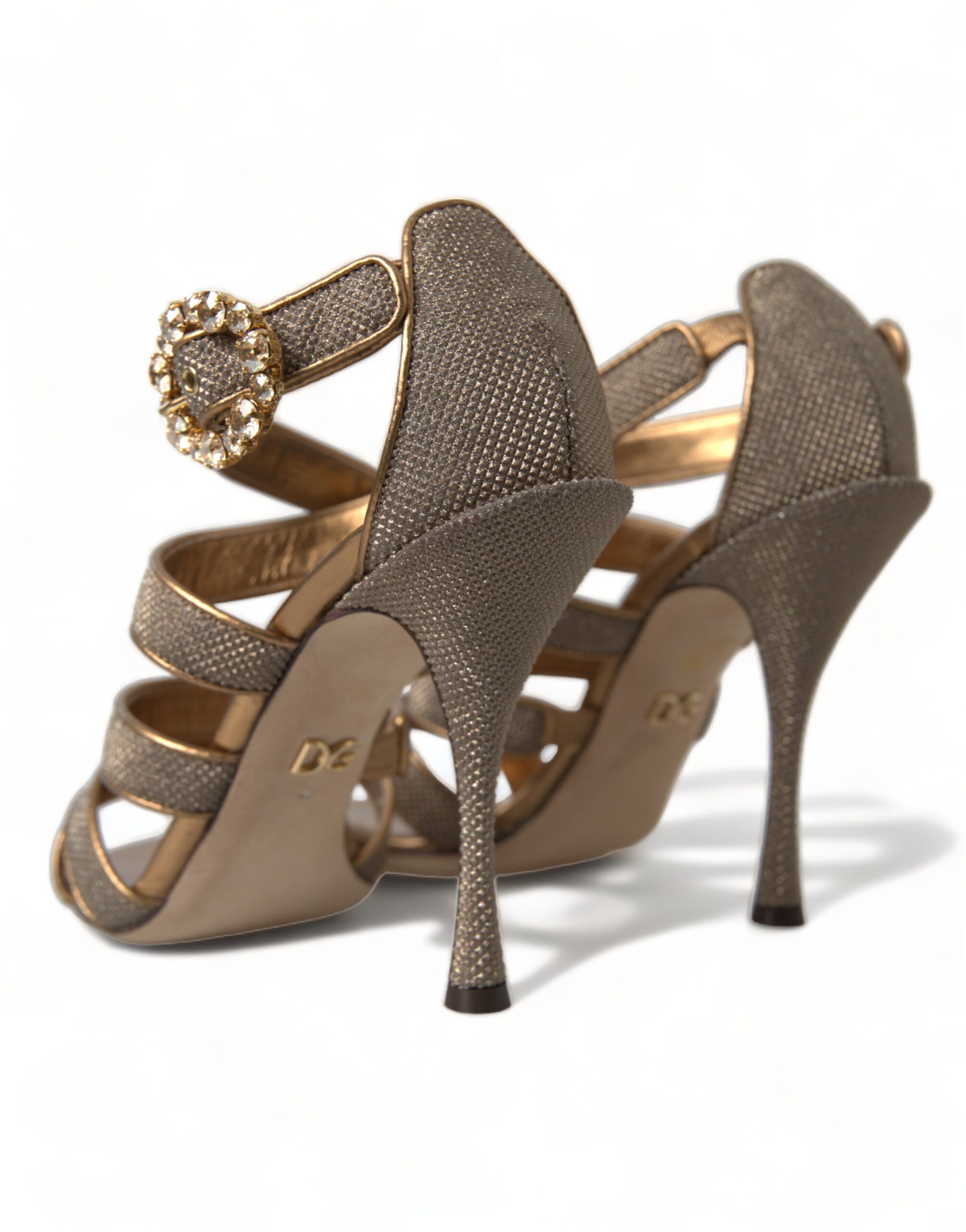 Dolce &amp; Gabbana Sandalen mit Stilettoabsatz und Kristallen in Bronze