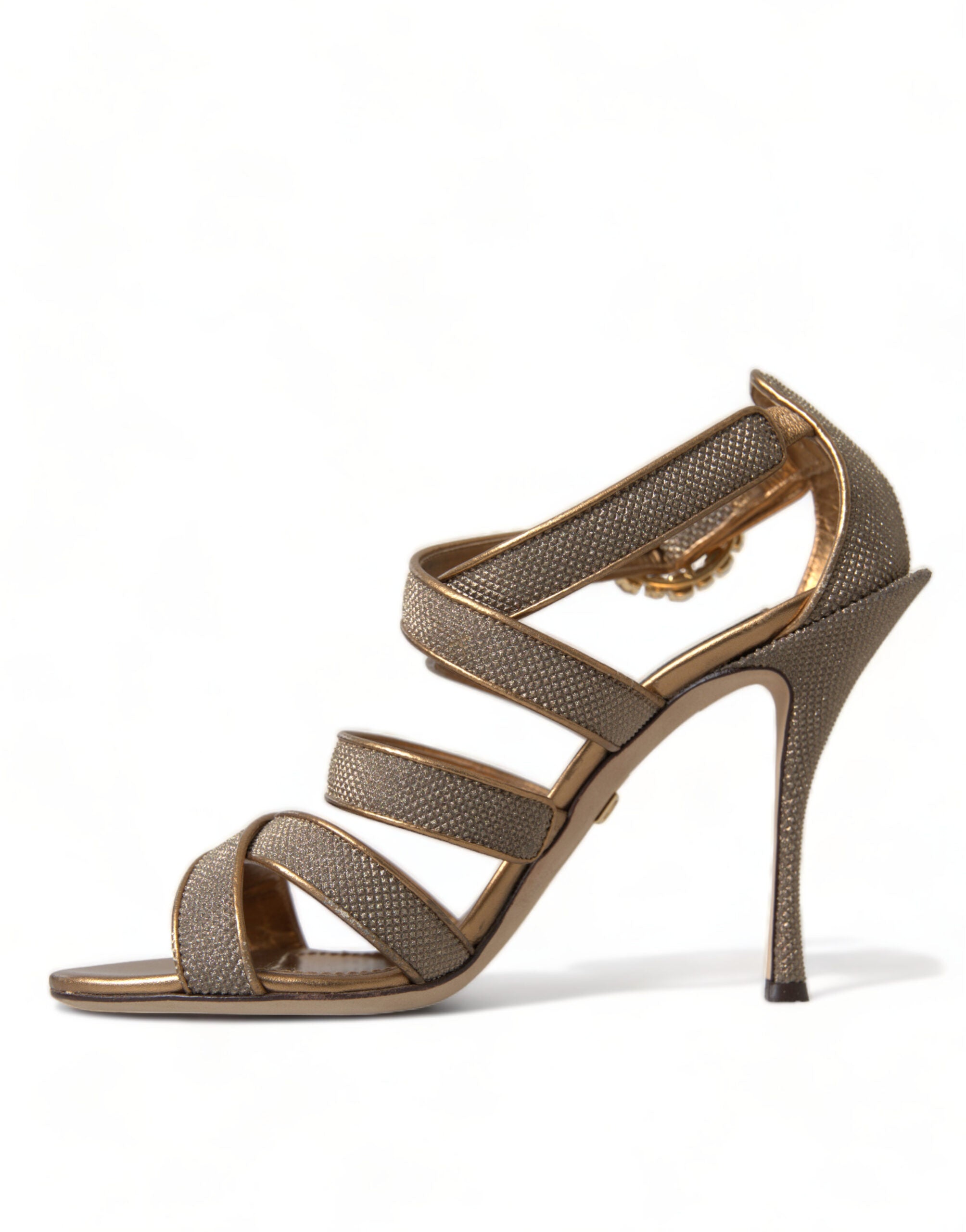 Dolce &amp; Gabbana Sandalen mit Stilettoabsatz und Kristallen in Bronze