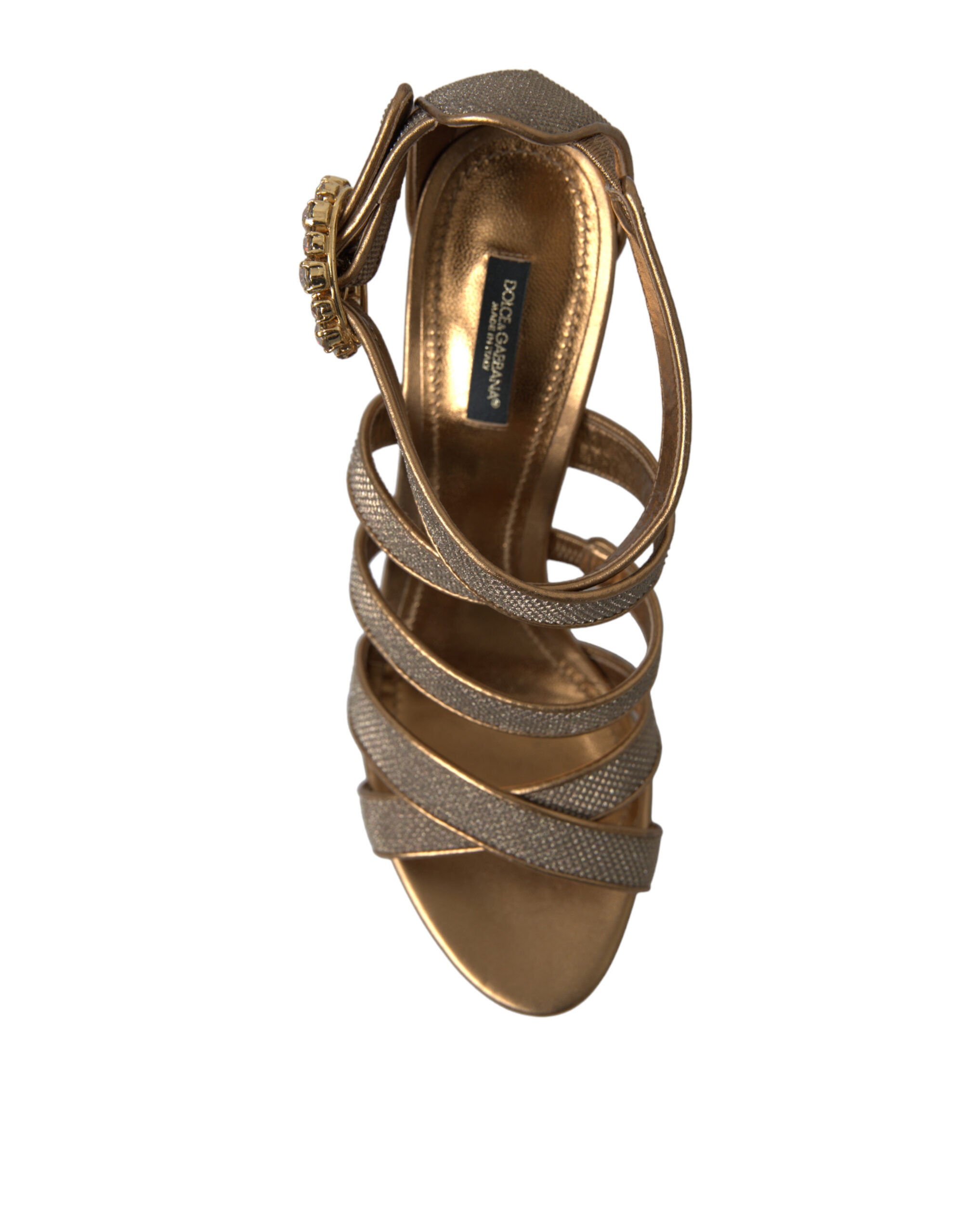 Dolce &amp; Gabbana Sandalen mit Stilettoabsatz und Kristallen in Bronze