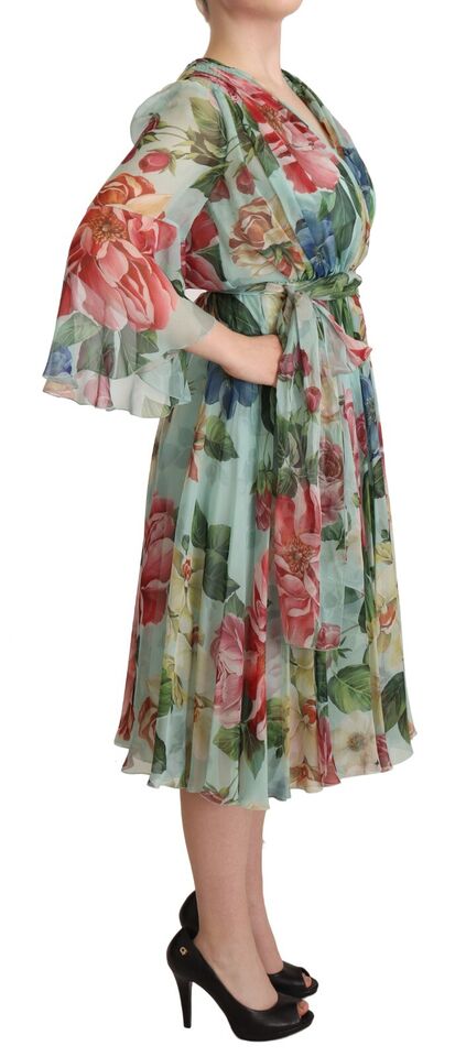 Rochie midi din mătase florală Dolce &amp; Gabbana
