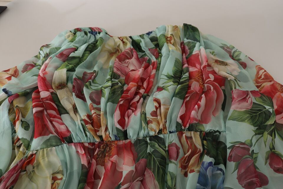 Rochie midi din mătase florală Dolce &amp; Gabbana