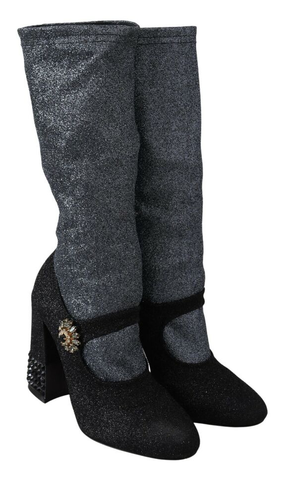 Dolce &amp; Gabbana Glamouröse Stiefeletten mit Kristallverzierung