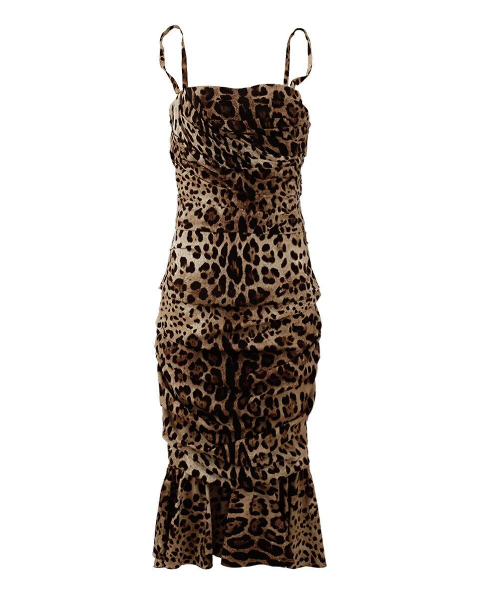 Rochie elegantă Dolce &amp; Gabbana din cady cu imprimeu leopard