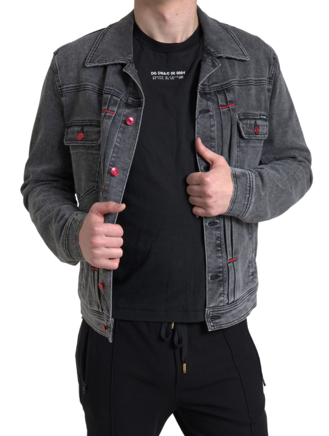 Jachetă elegantă din denim elastic gri Dolce &amp; Gabbana