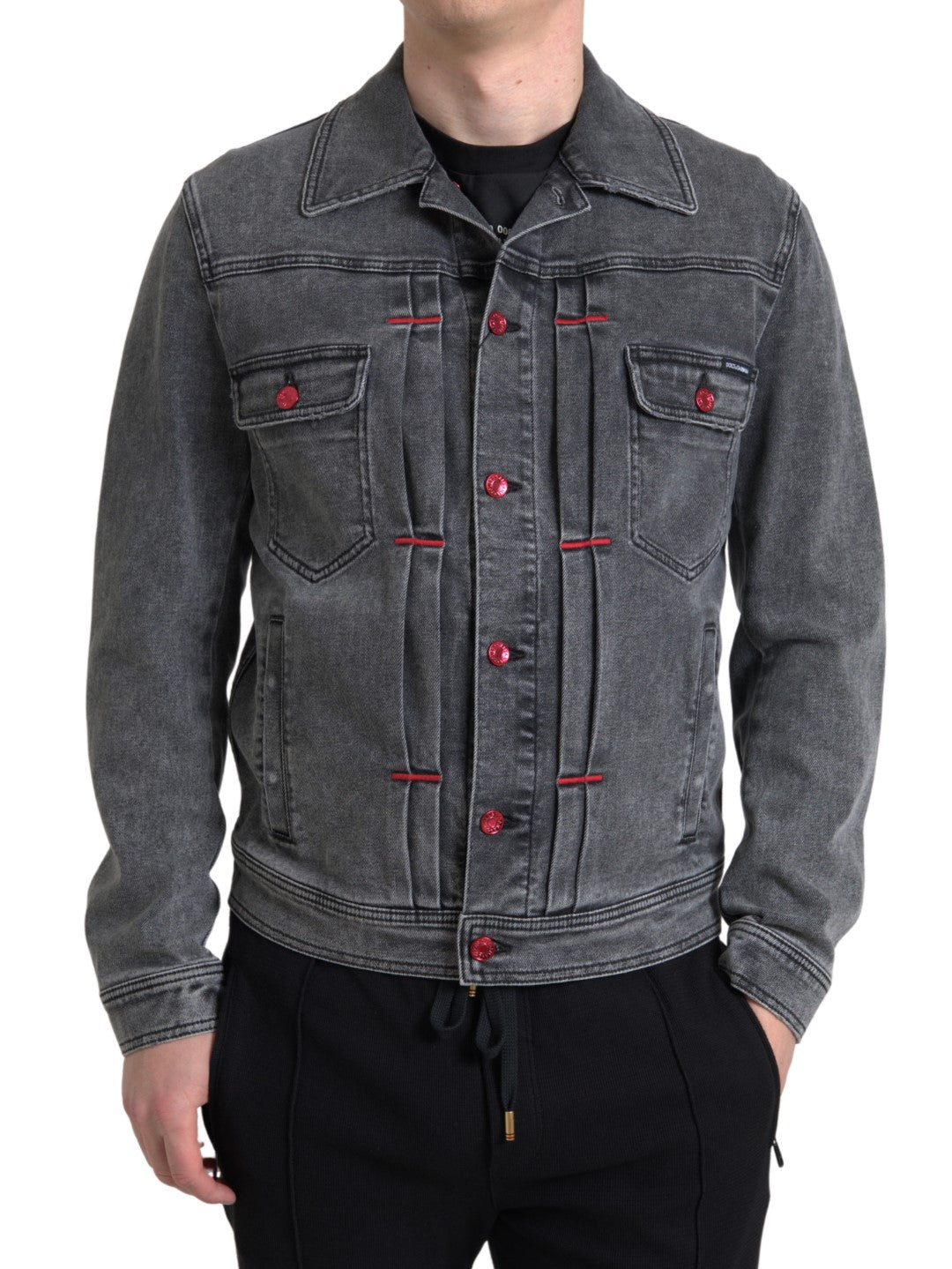 Jachetă elegantă din denim elastic gri Dolce &amp; Gabbana