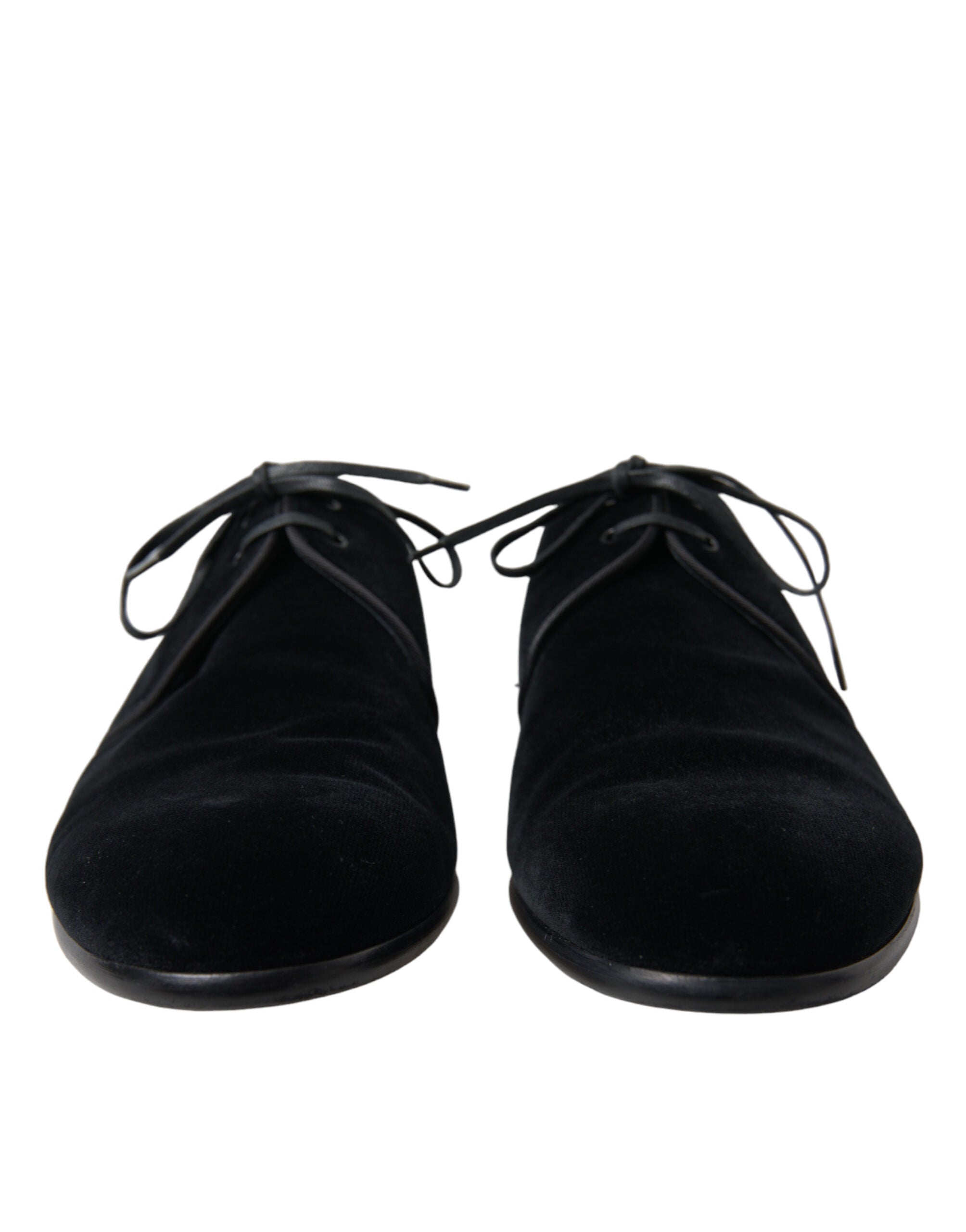 Dolce &amp; Gabbana – Elegante Derby-Abendschuhe aus schwarzem Samt
