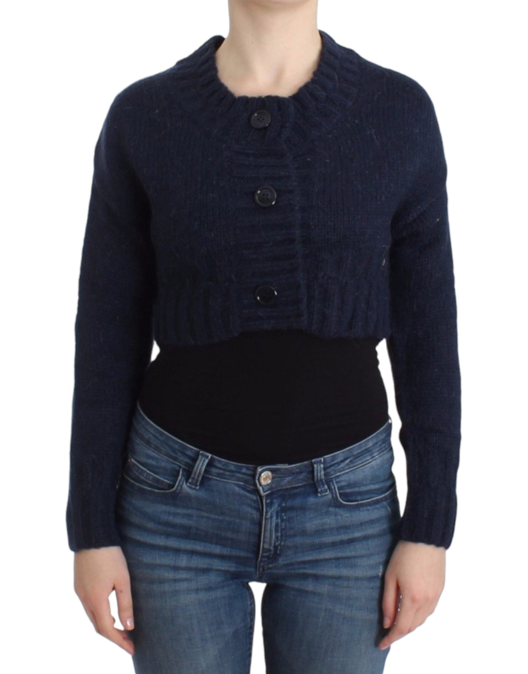 John Galliano Schicke kurze blaue Strickjacke