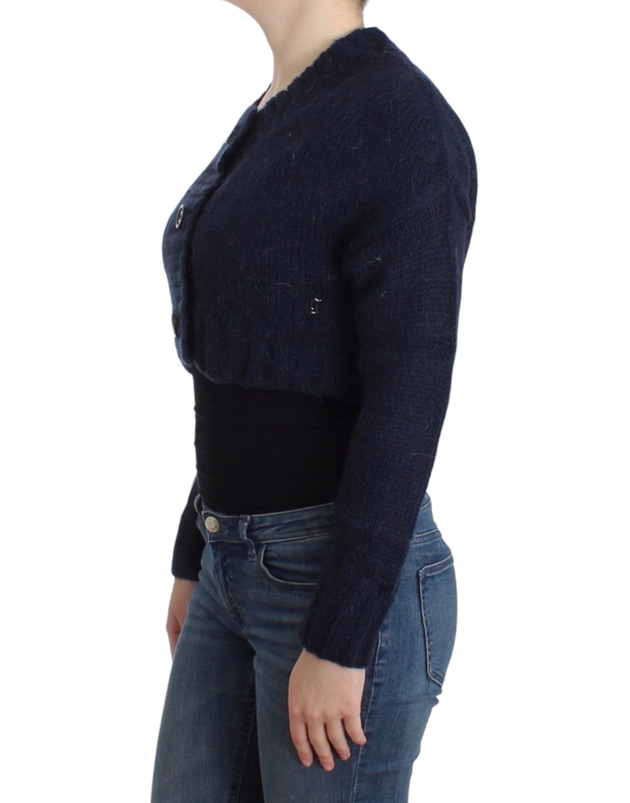 John Galliano Schicke kurze blaue Strickjacke