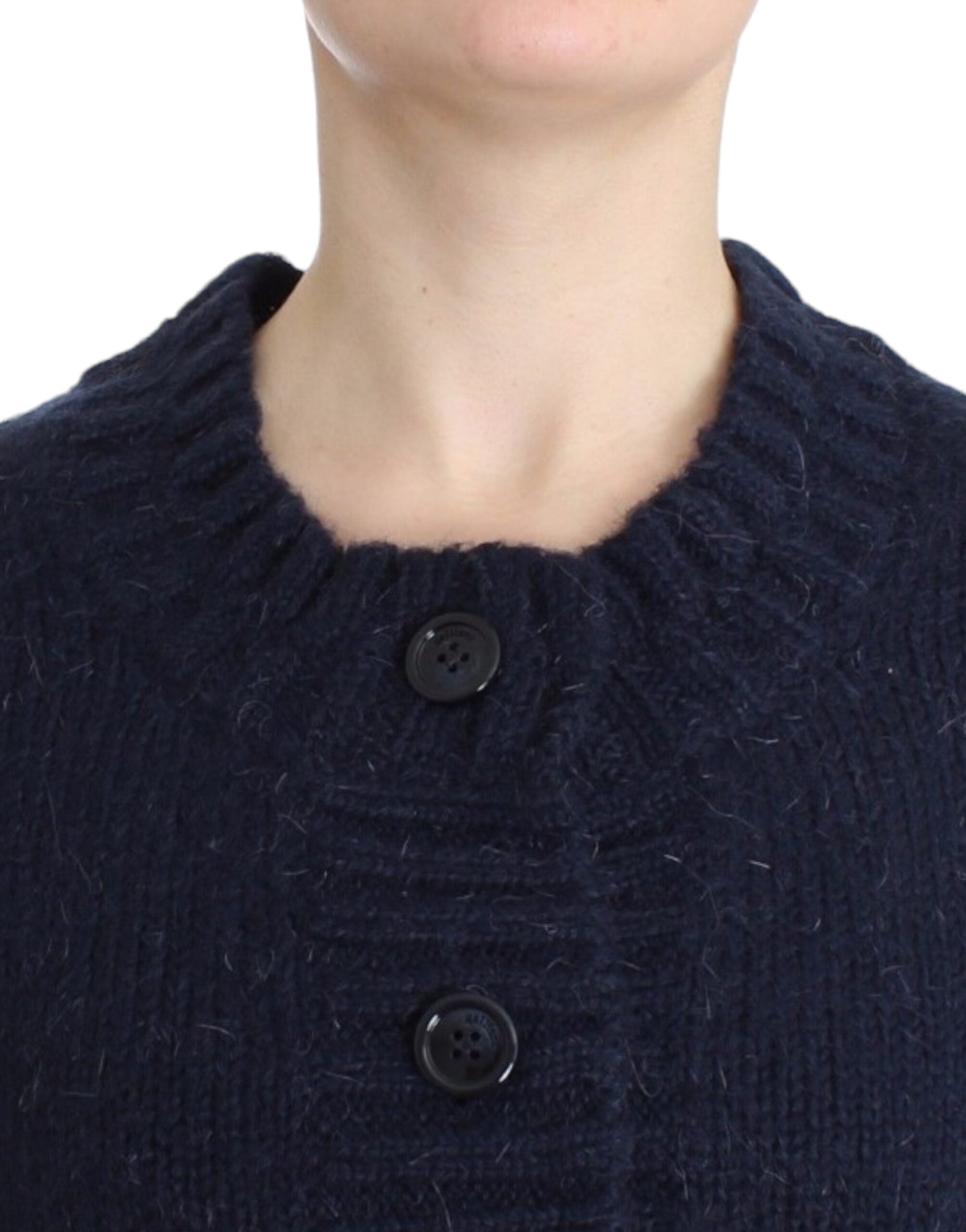 John Galliano Schicke kurze blaue Strickjacke