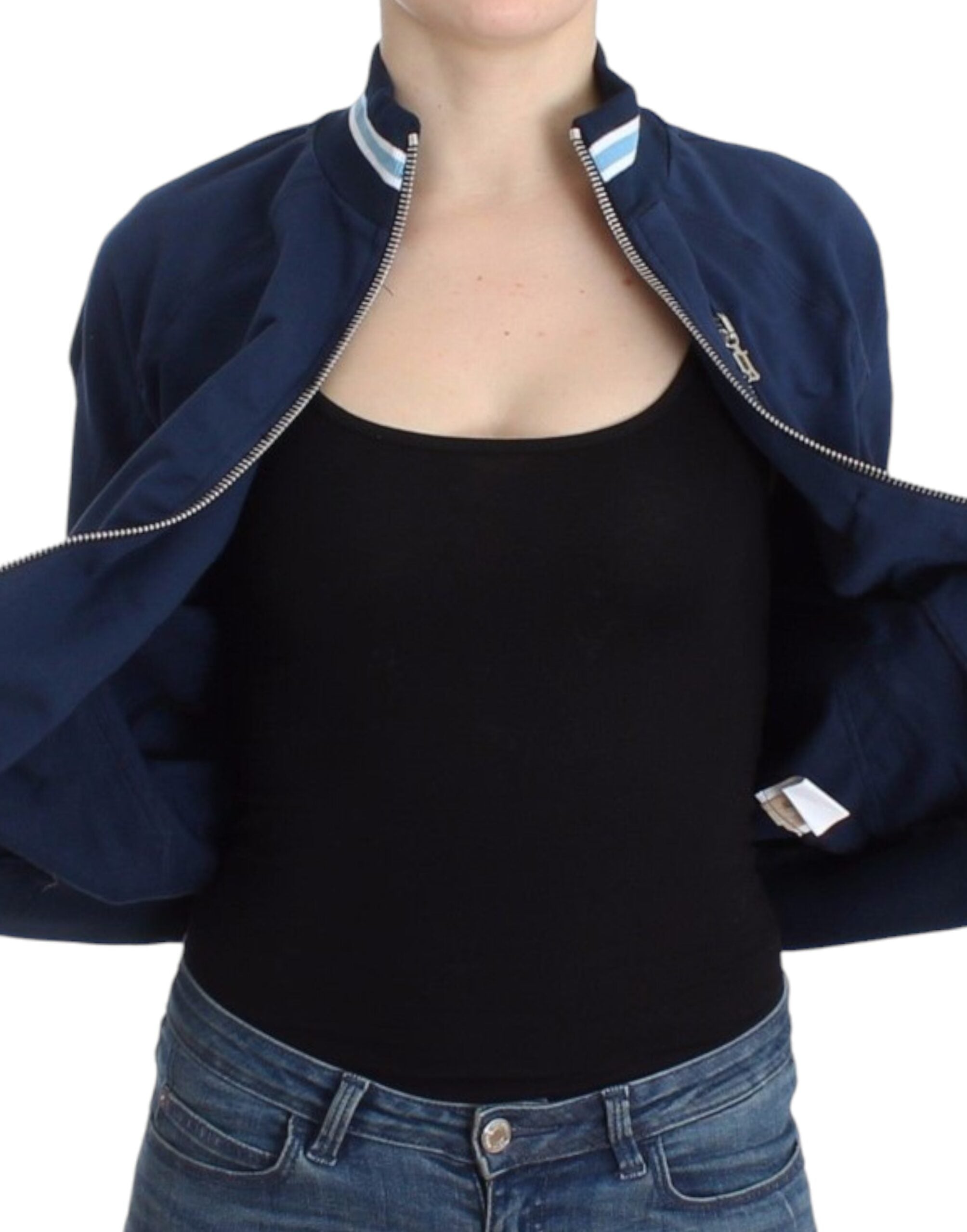 John Galliano – Schicke blaue Strickjacke mit Reißverschluss und Logo-Detail