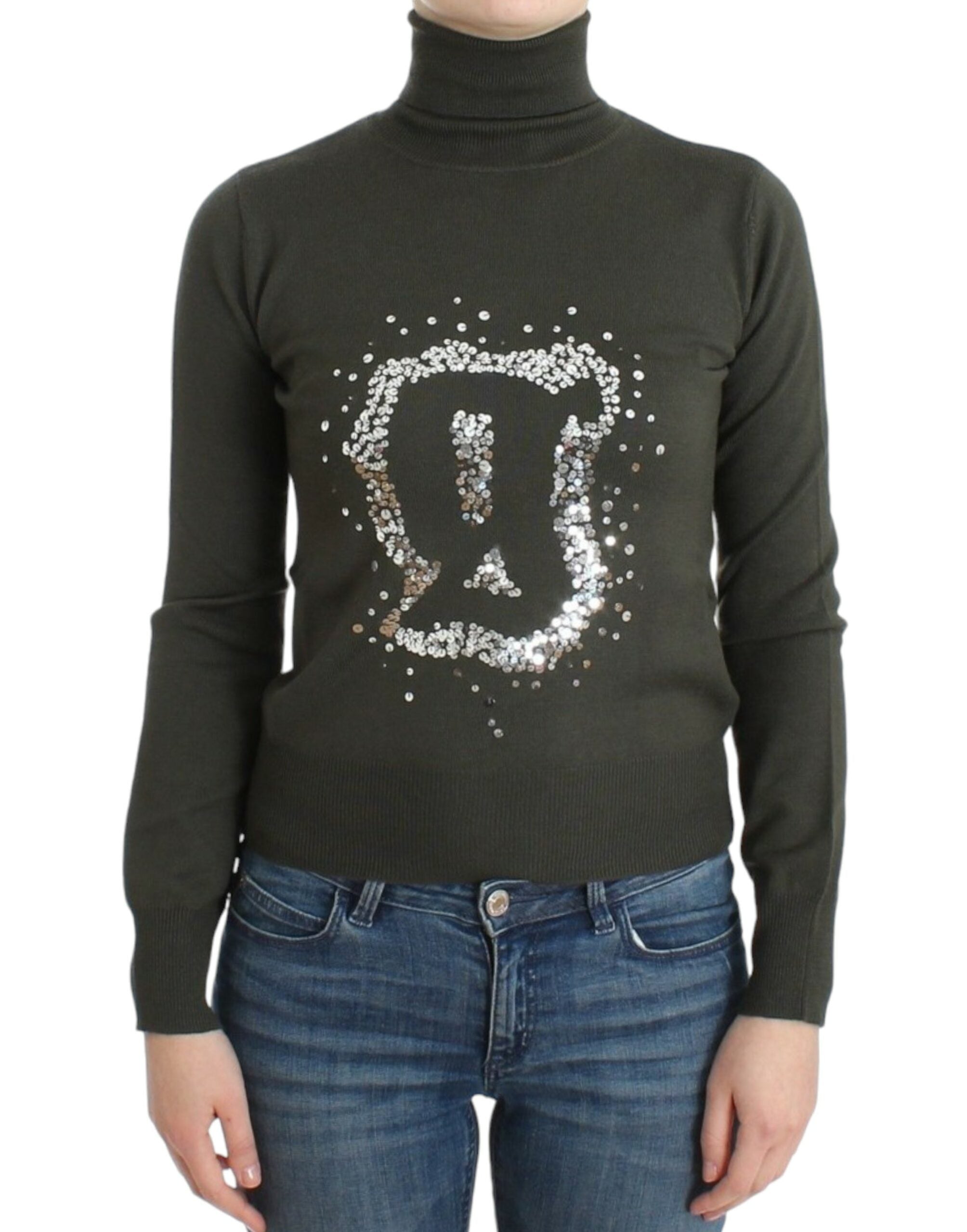 John Galliano Chic Grüner Rollkragenpullover aus Schurwolle