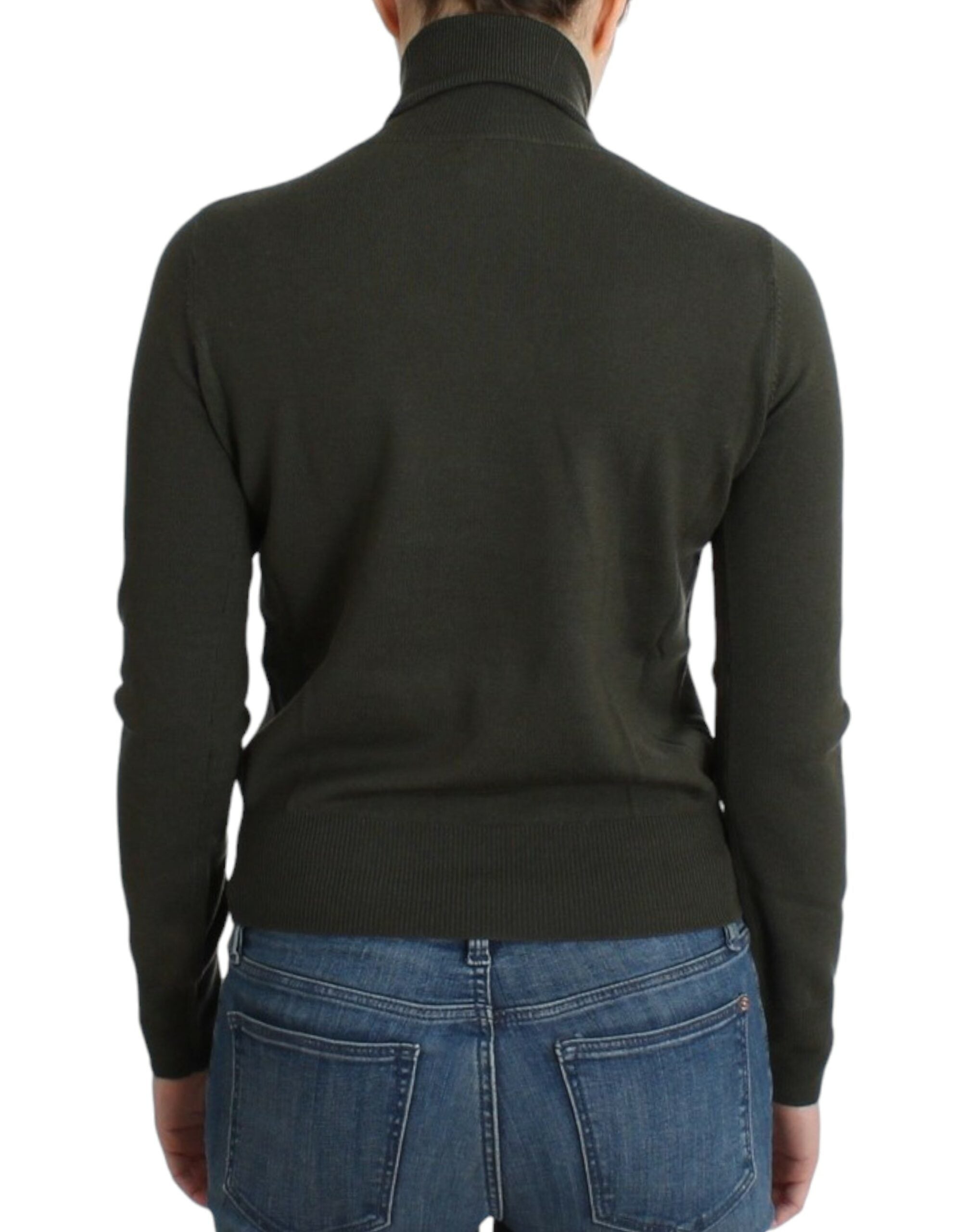John Galliano Chic Grüner Rollkragenpullover aus Schurwolle