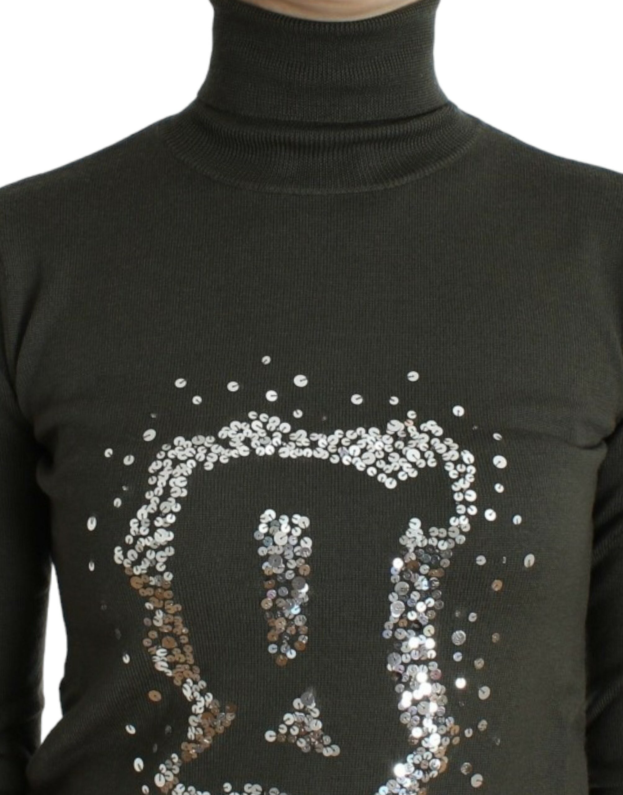 John Galliano Chic Grüner Rollkragenpullover aus Schurwolle