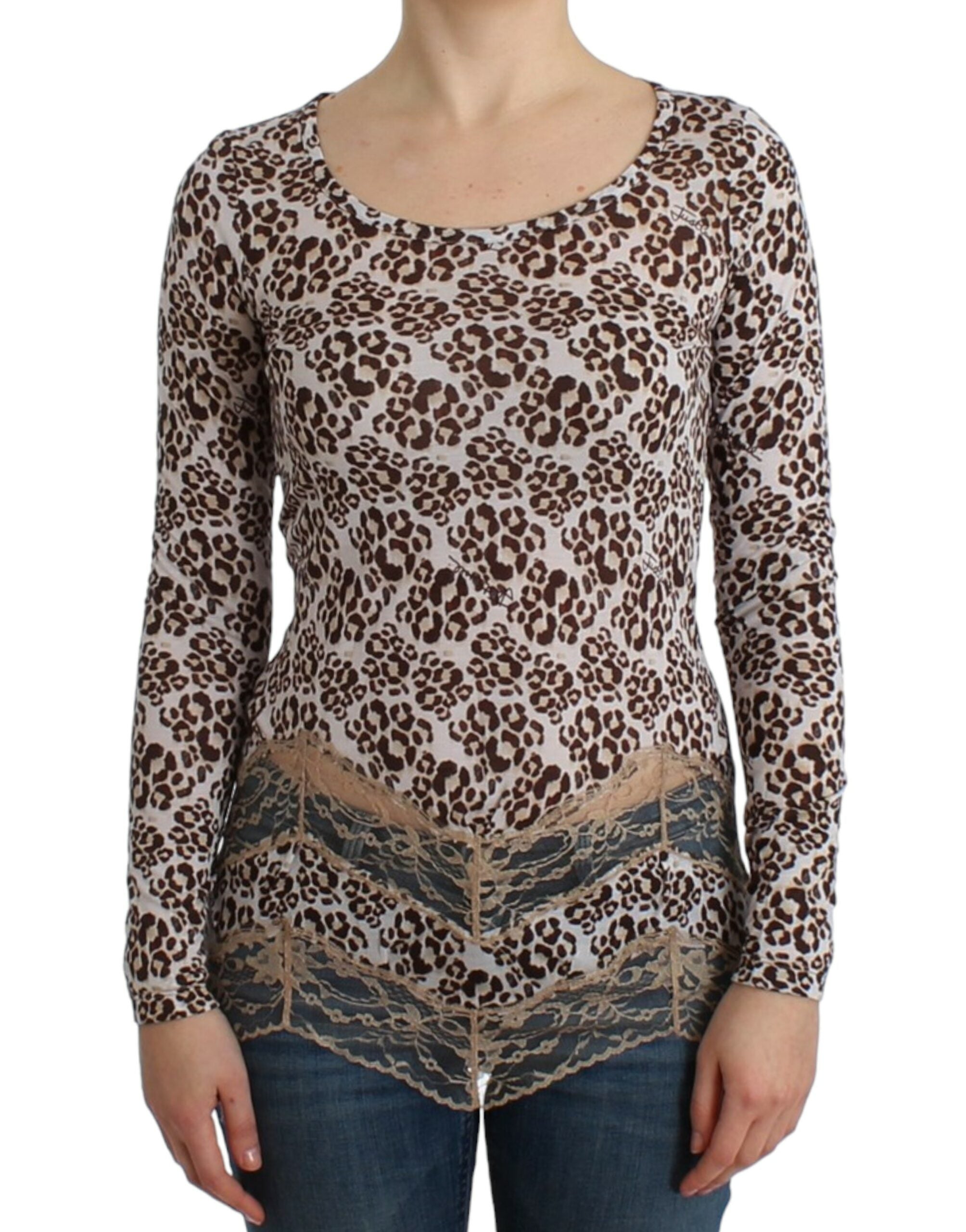 Bluză Cavalli elegantă cu mânecă lungă din dantelă florală