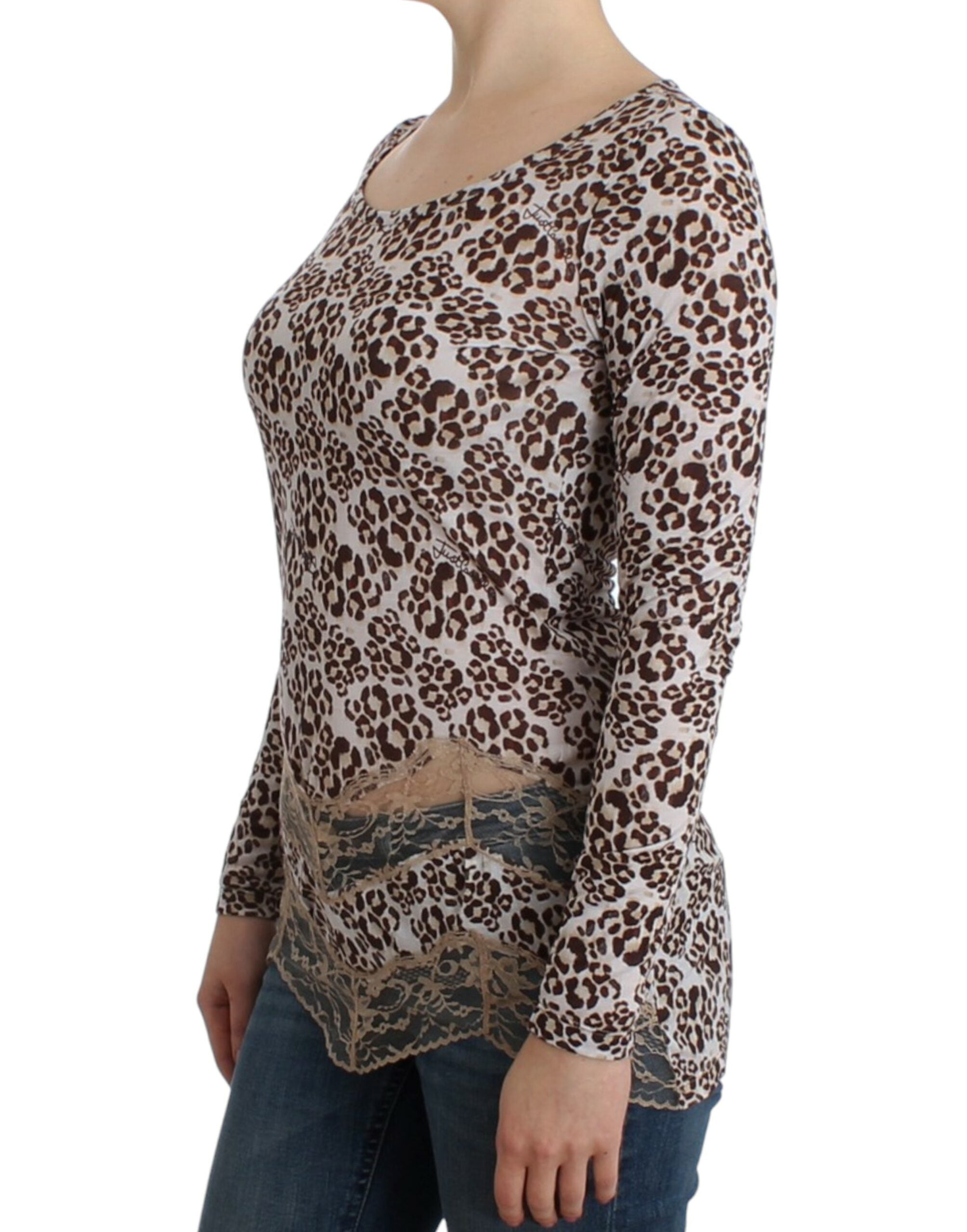 Bluză Cavalli elegantă cu mânecă lungă din dantelă florală